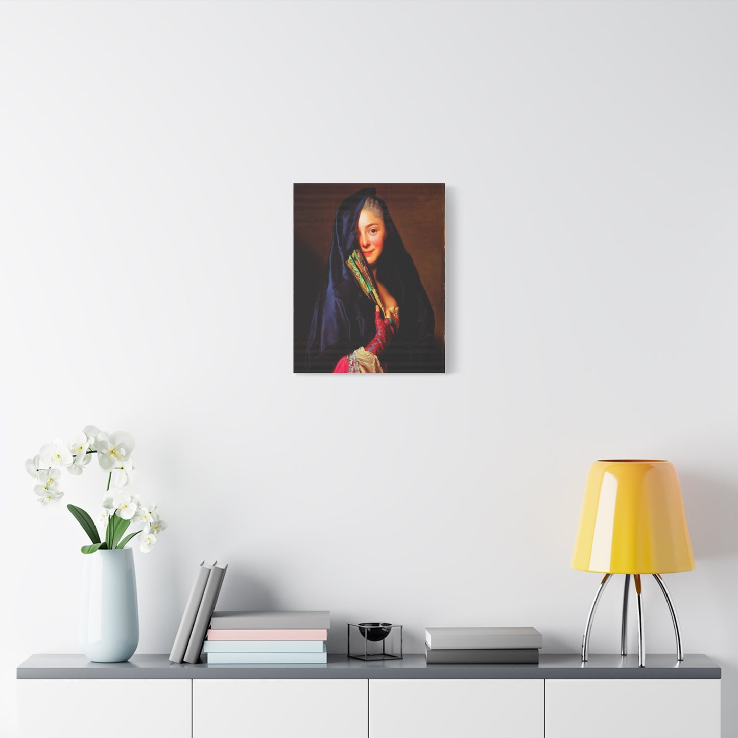 Vintage Portrait Canvas Print — Elegant Lady with Fan Matte Stretched Wall Art