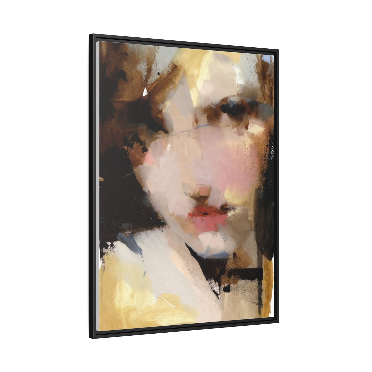 Abstract Portrait Matte Canvas Framed Print — Modern Feminine Wall Art
