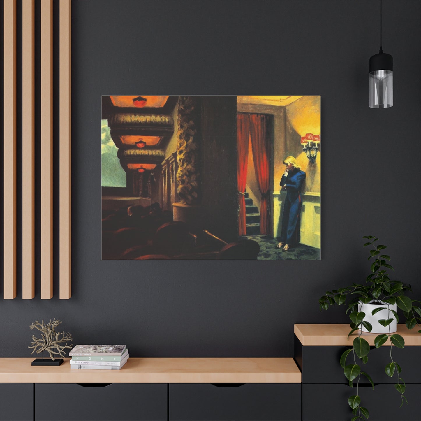 New York movie by Edward hopper Matte Canvas Wall Art Print