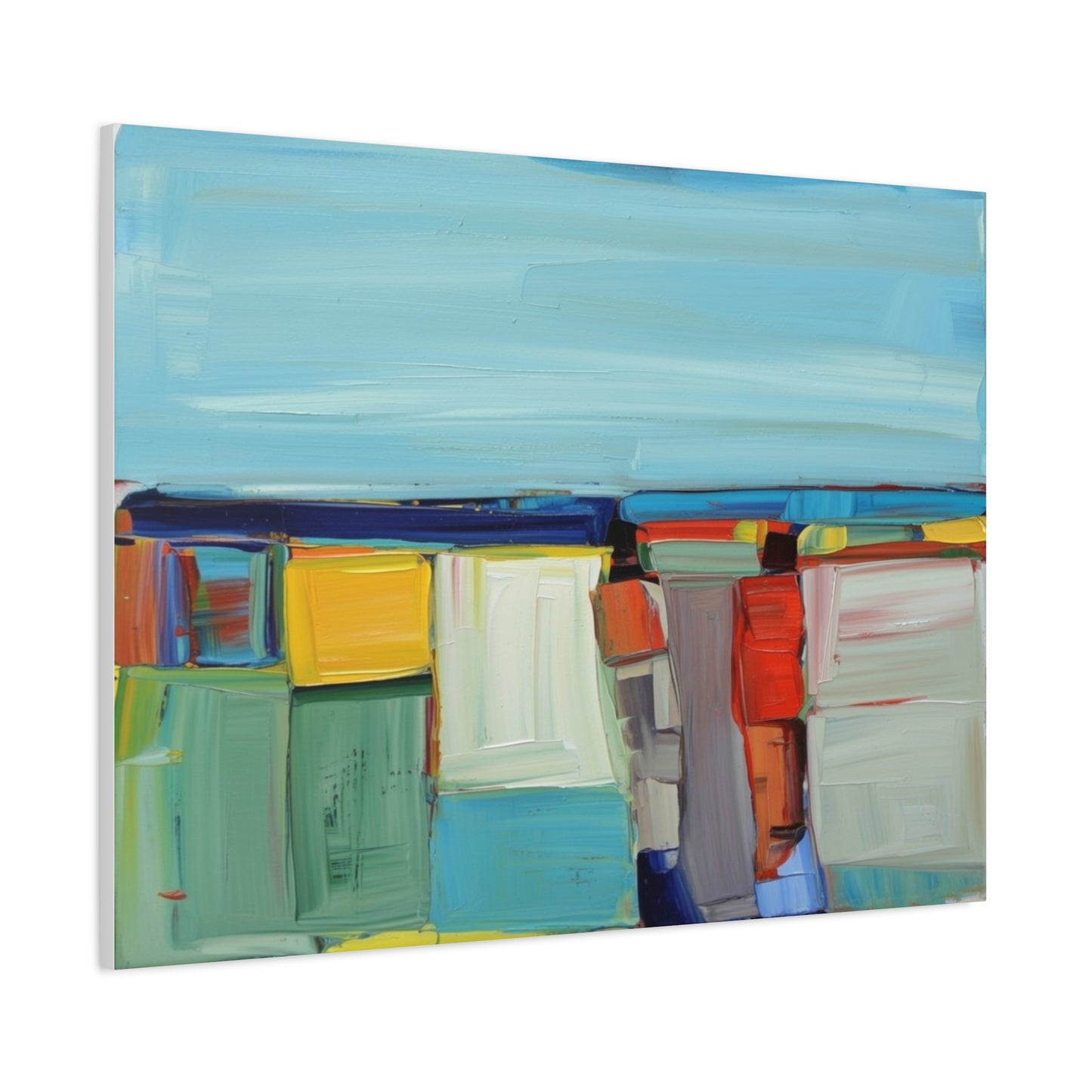 Abstract Coastal Landscape Canvas Print — Colorful Modern Seascape Wall Art