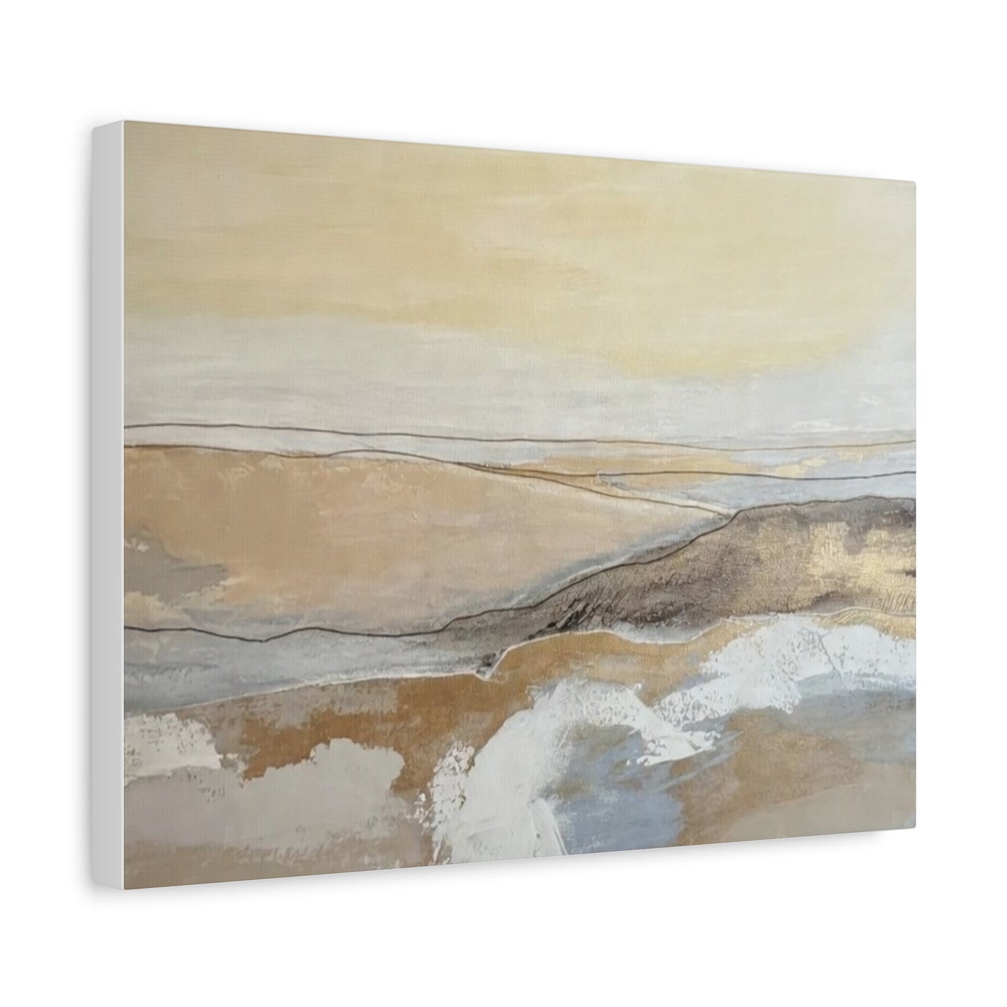 Abstract Coastal Landscape Canvas — Neutral Seascape Matte Stretched Wall Art