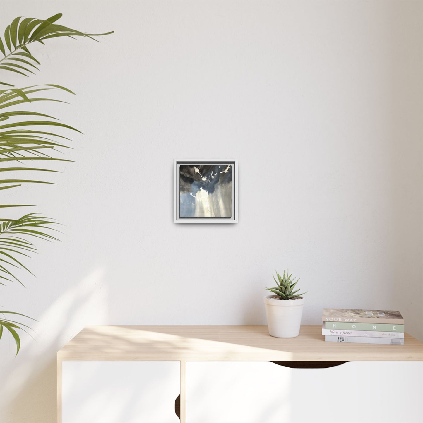 Framed Matte Canvas Art — Moody Abstract Sky Painting