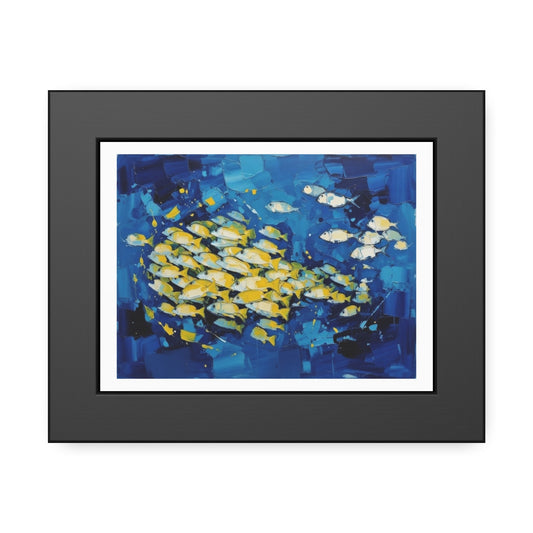 Framed Fish Poster — Blue School of Fish Nautical Wall Art Print