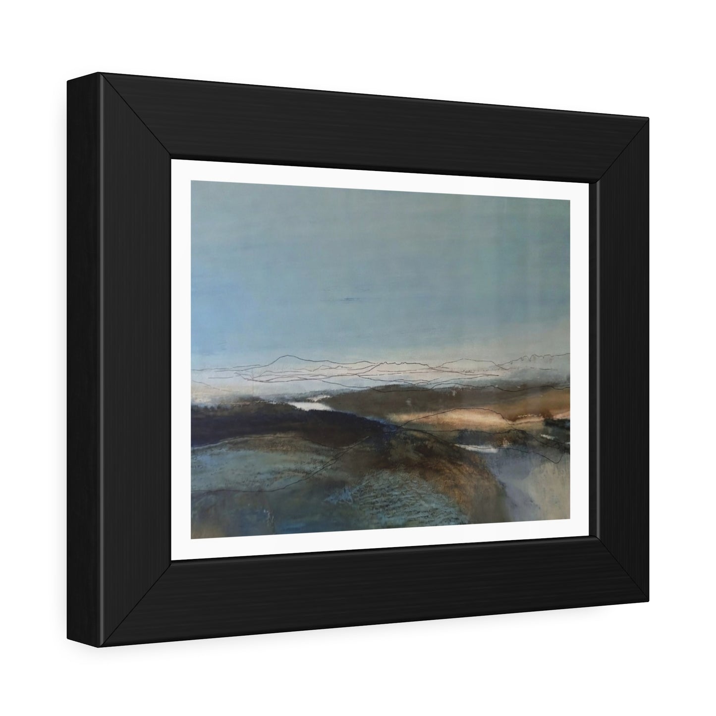Framed Landscape Poster — Serene Blue Abstract Wall Art
