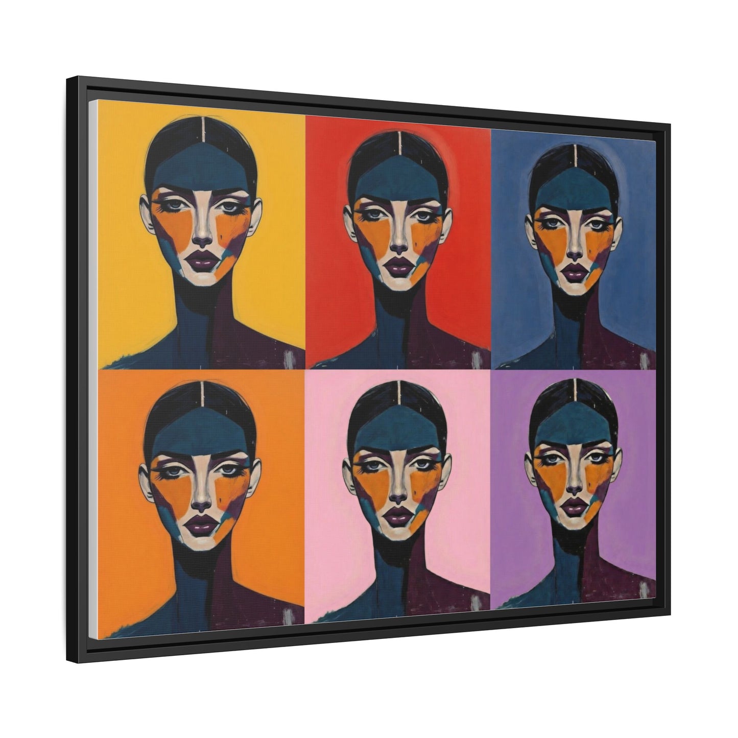 Pop Art Portrait Matte Canvas — Framed Multi-Color Wall Art