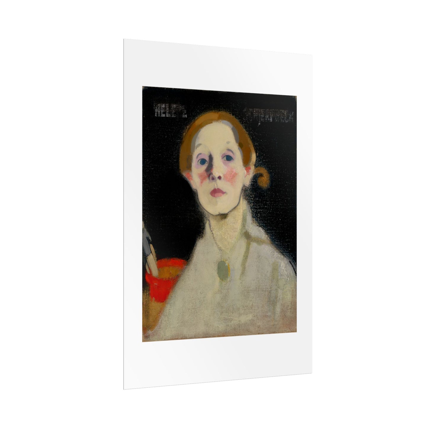 Self-Portrait Black Background by Helene Schjerfbeck Wall Art Print