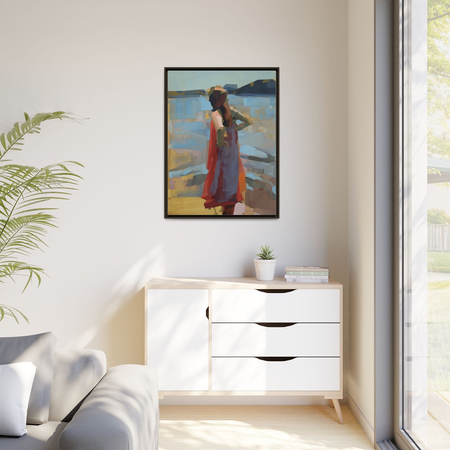 Framed Matte Canvas Print — Coastal Woman Abstract Art