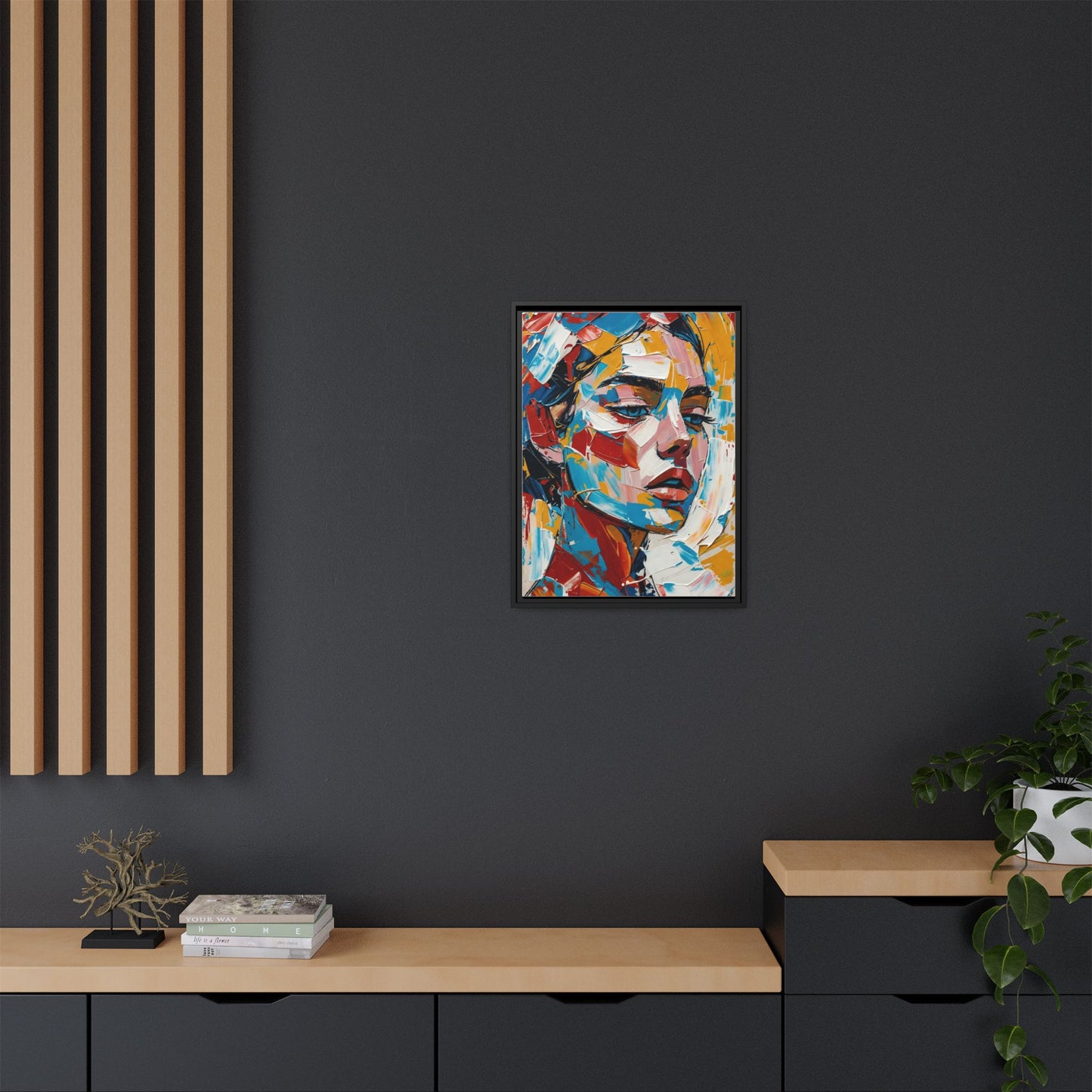 Colorful Abstract Portrait Framed Canvas Print