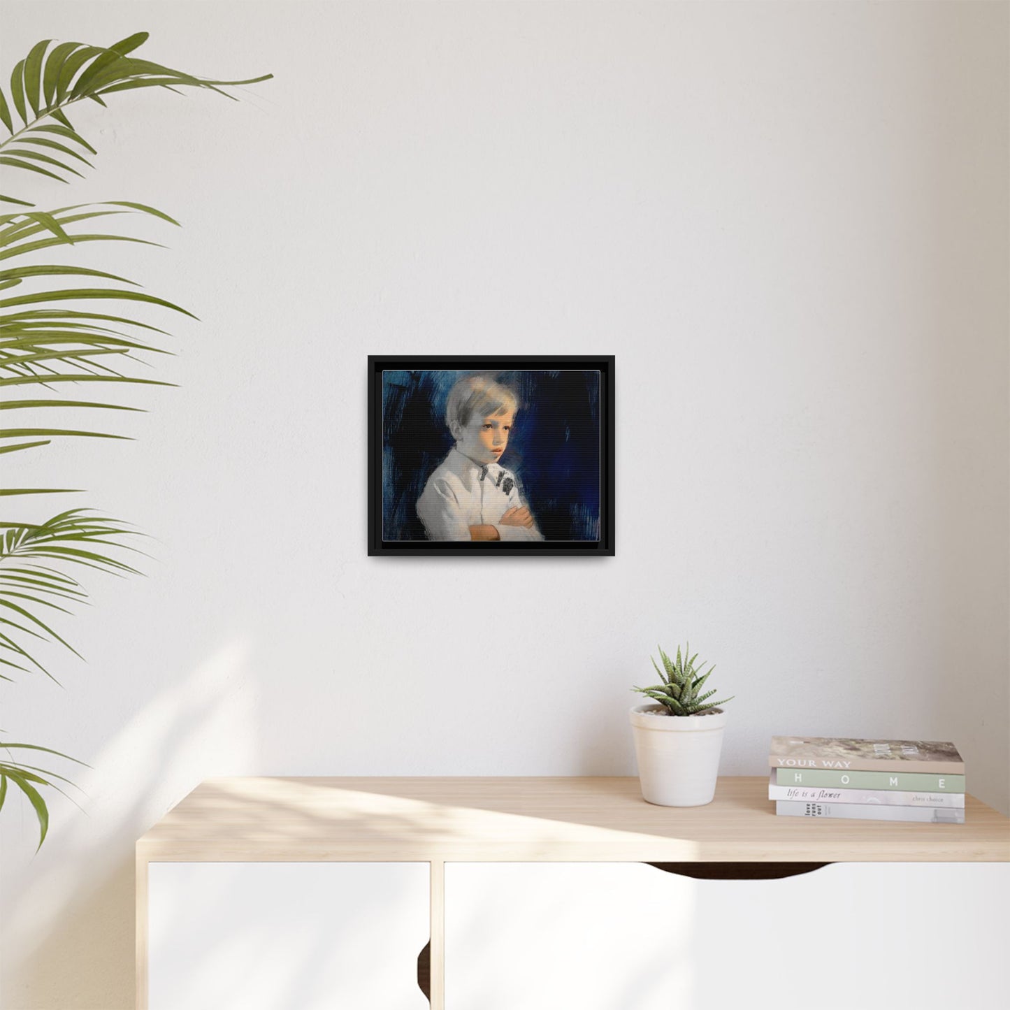 Painting of boy by Unknown Artist Framed Matte Canvas Wall Art Print