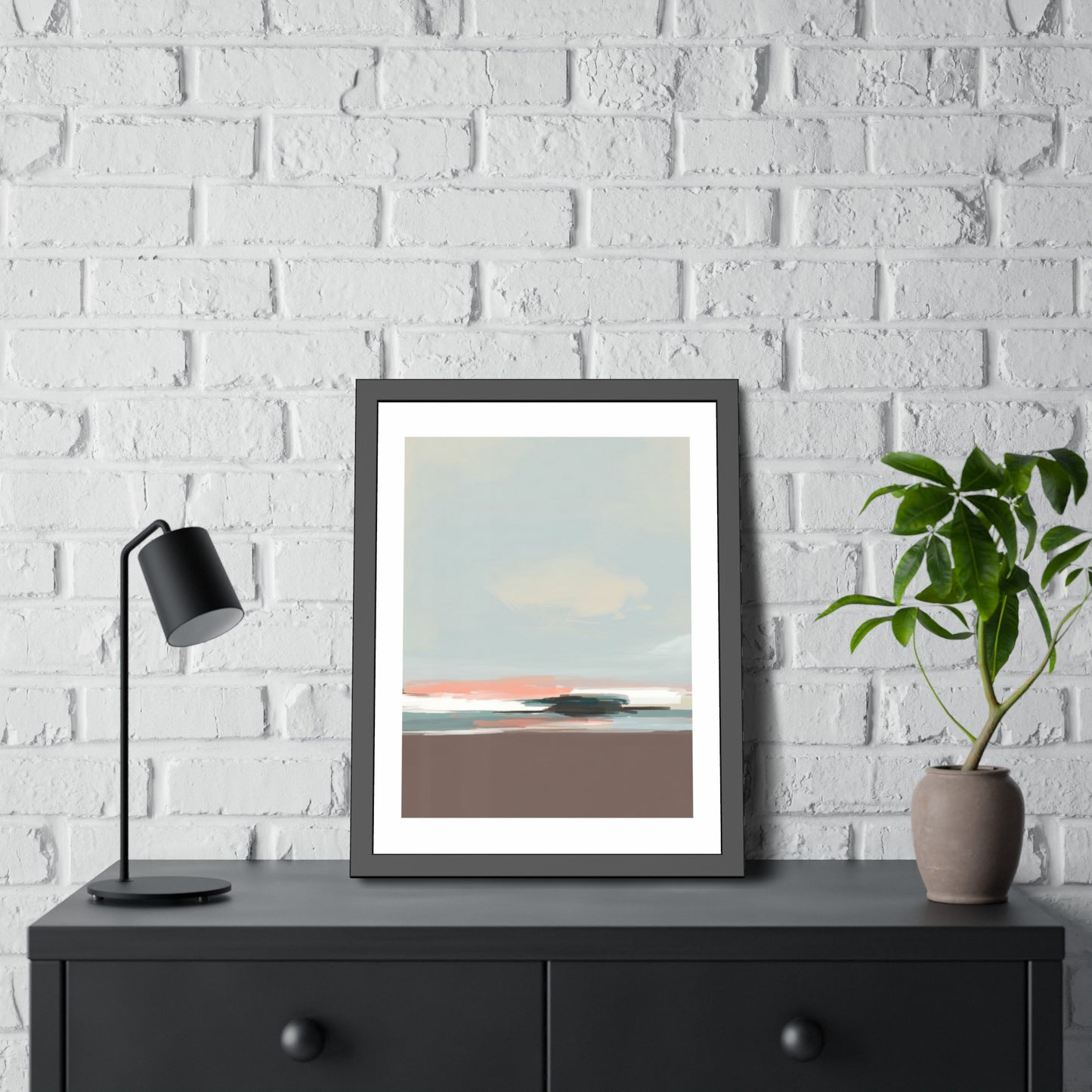 Abstract Seaside Framed Art Print — Minimal Coastal Poster