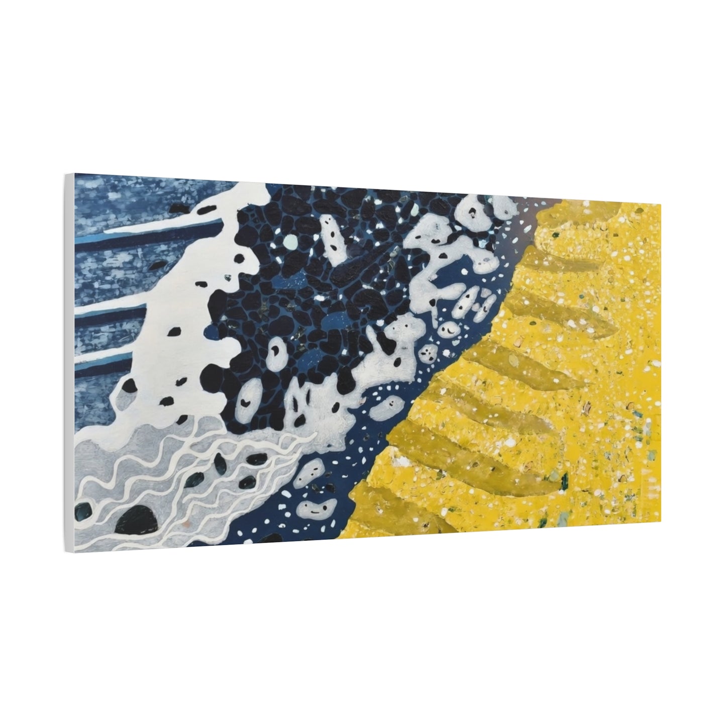 Abstract Blue & Yellow Fluid Art Canvas Print — Matte Stretched Wall Art
