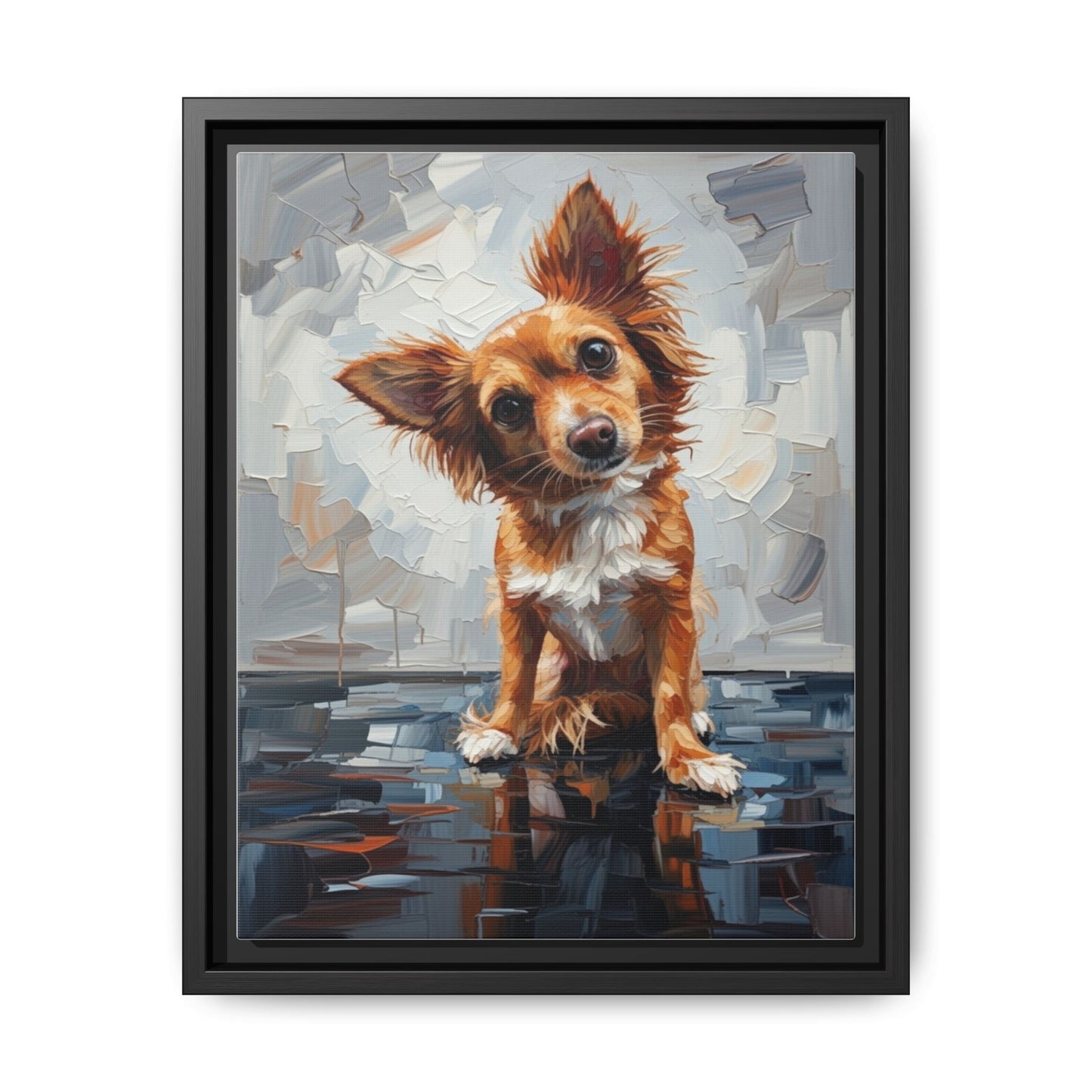 Framed Matte Canvas Print — Playful Brown Dog Portrait