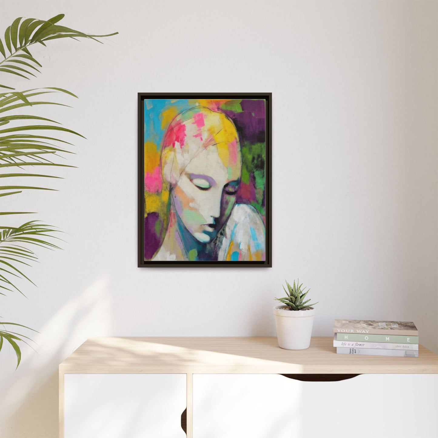 Framed Matte Canvas Art - Colorful Abstract Portrait