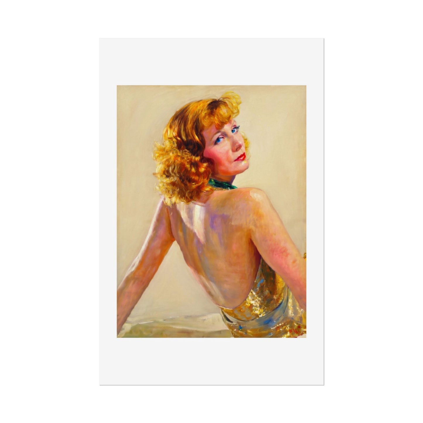 Vintage Pin-Up Art Poster - Glamorous Back-View Portrait Rolled Art Print