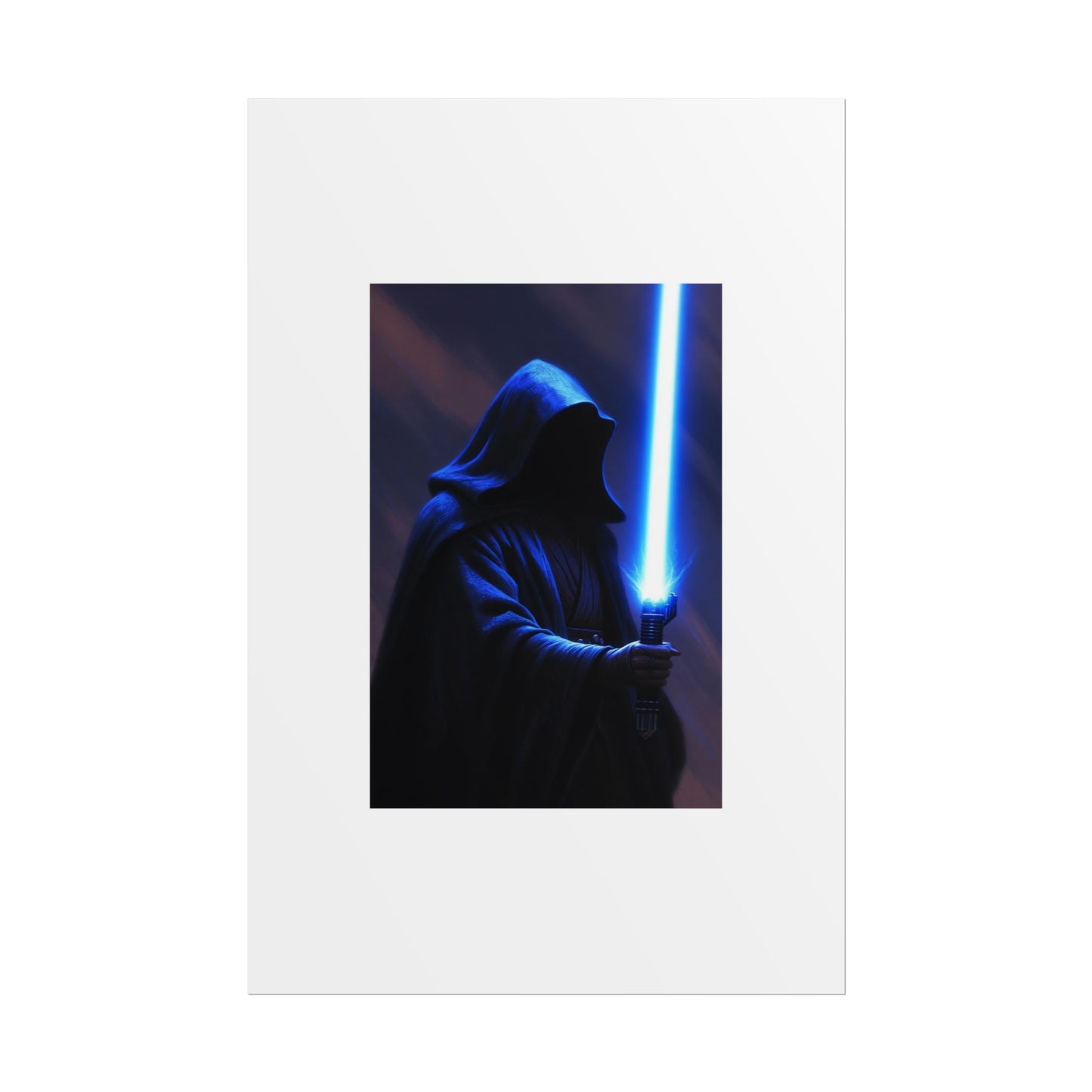 Sci‑Fi Lightsaber Poster — Hooded Jedi Warrior Wall Art (Rolled Poster)