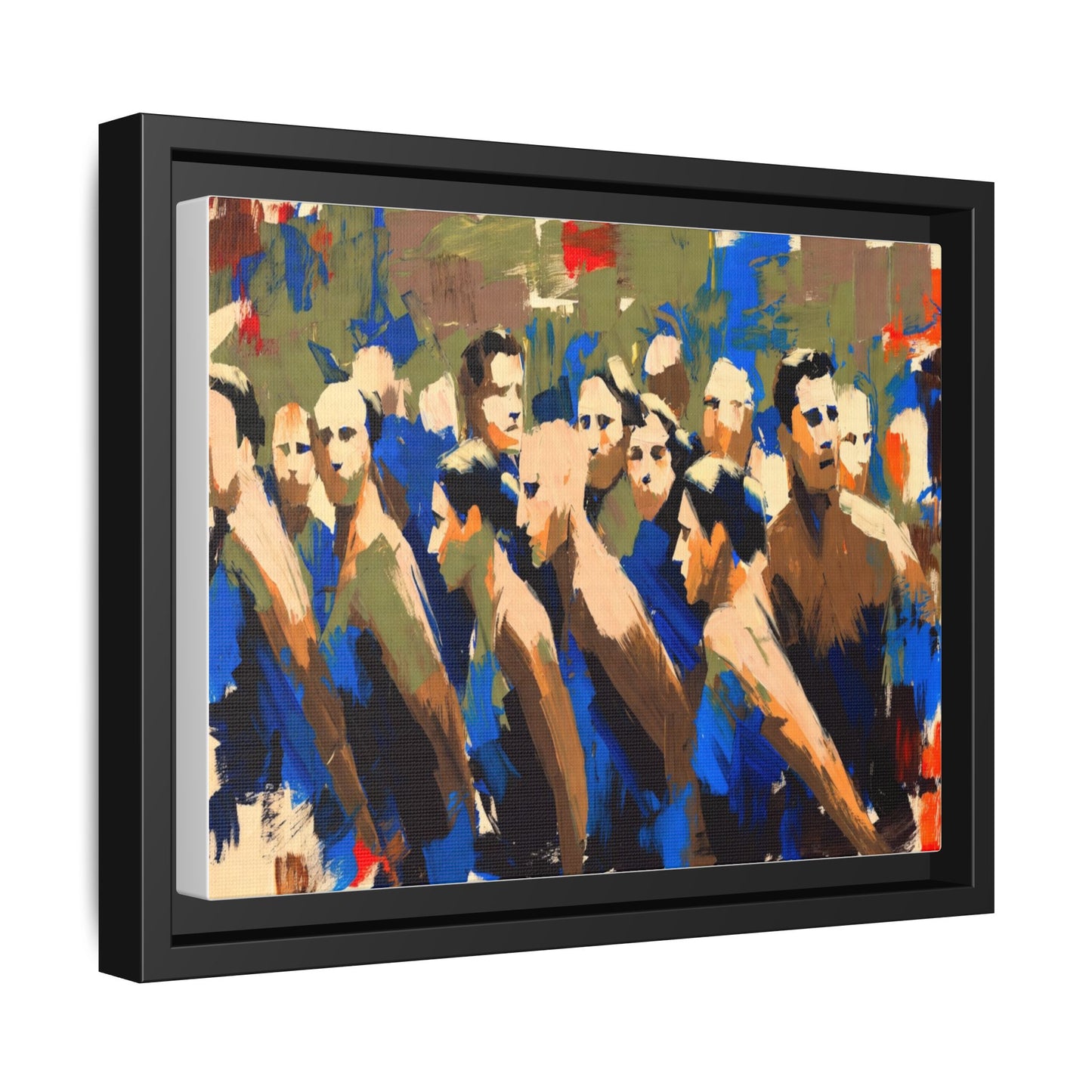 Abstract Crowd Matte Canvas Print — Framed Multi-Color Wall Art
