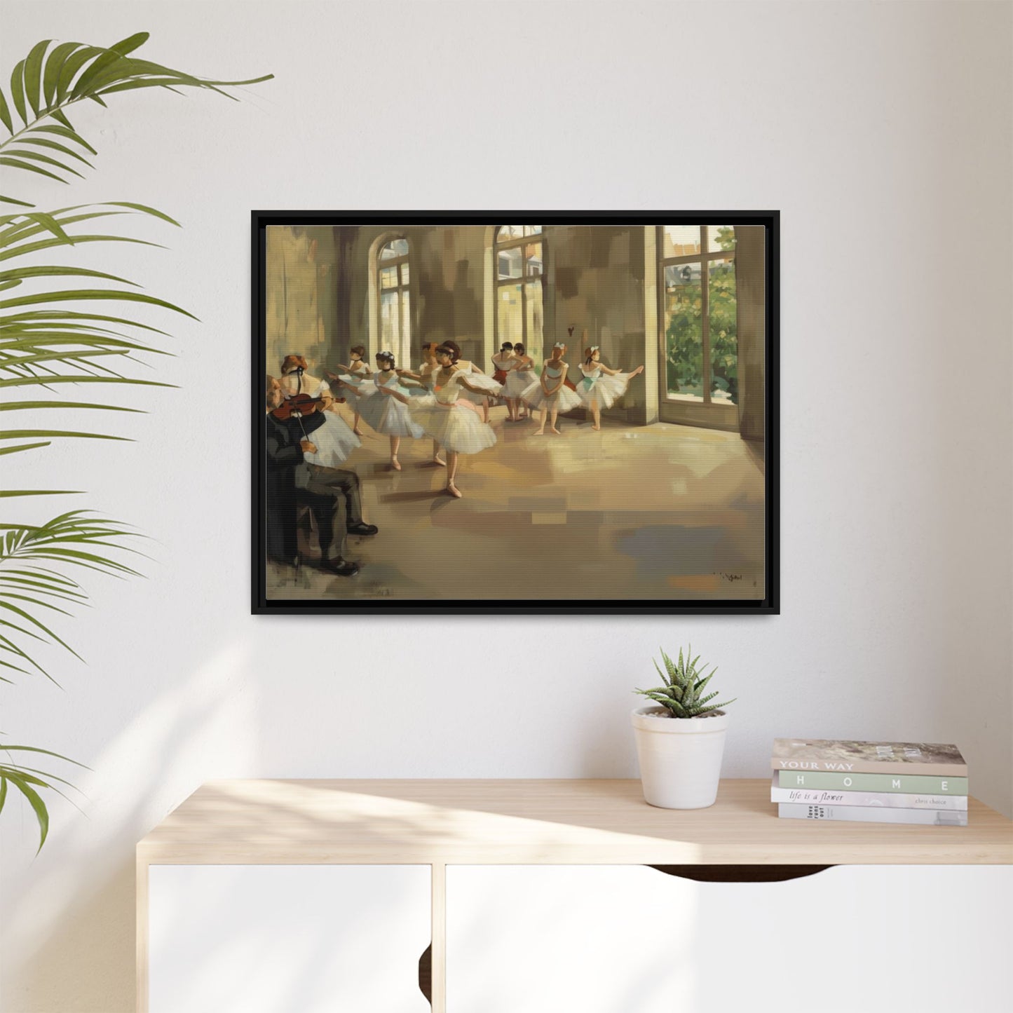 Framed Matte Canvas Print — Ballet Class Scene (Impressionist Dancers)
