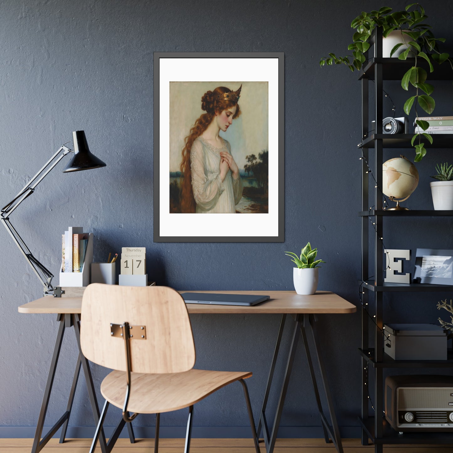 Framed Art Print — Pre-Raphaelite Woman Portrait, Vintage Romantic Wall Art