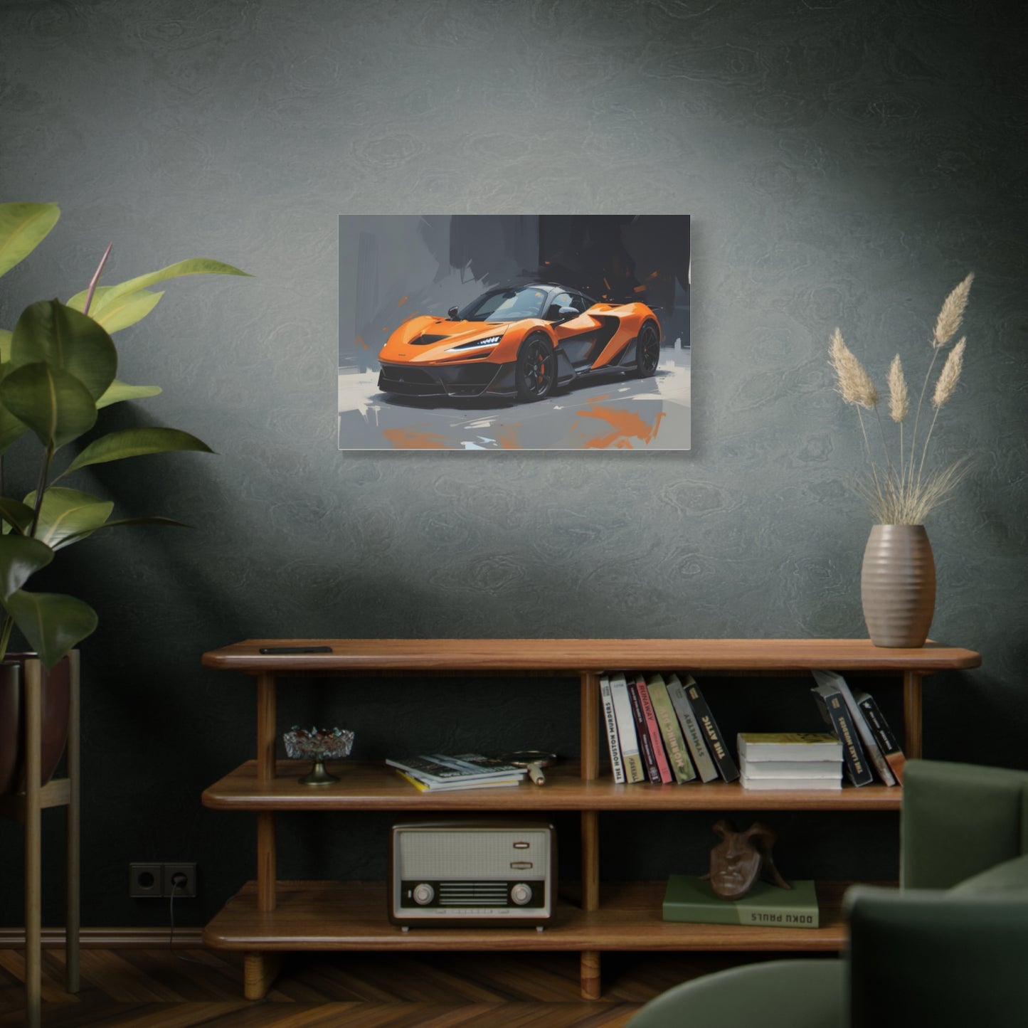 Orange Supercar Matte Canvas Wall Art – Stretched 1.25" Sports Car Print