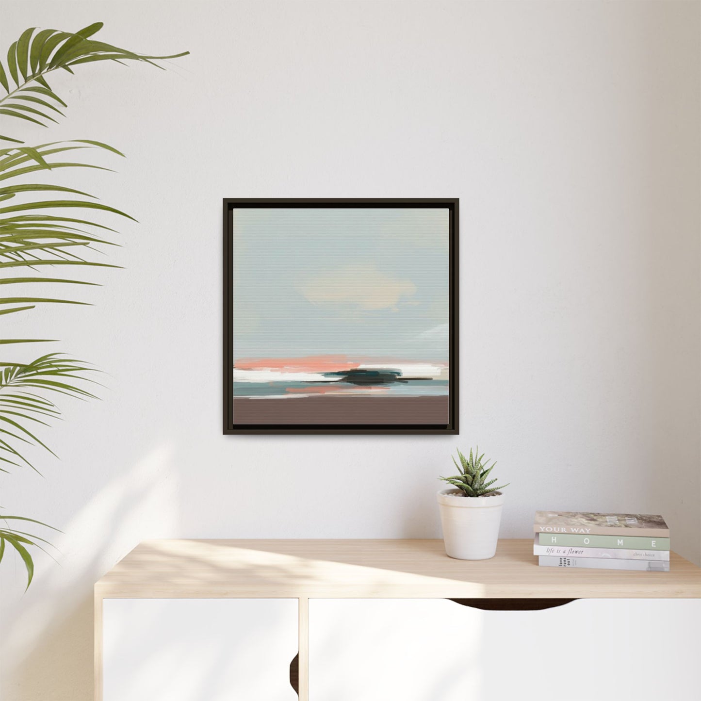 Framed Matte Canvas Print — Soft Coastal Abstract Landscape