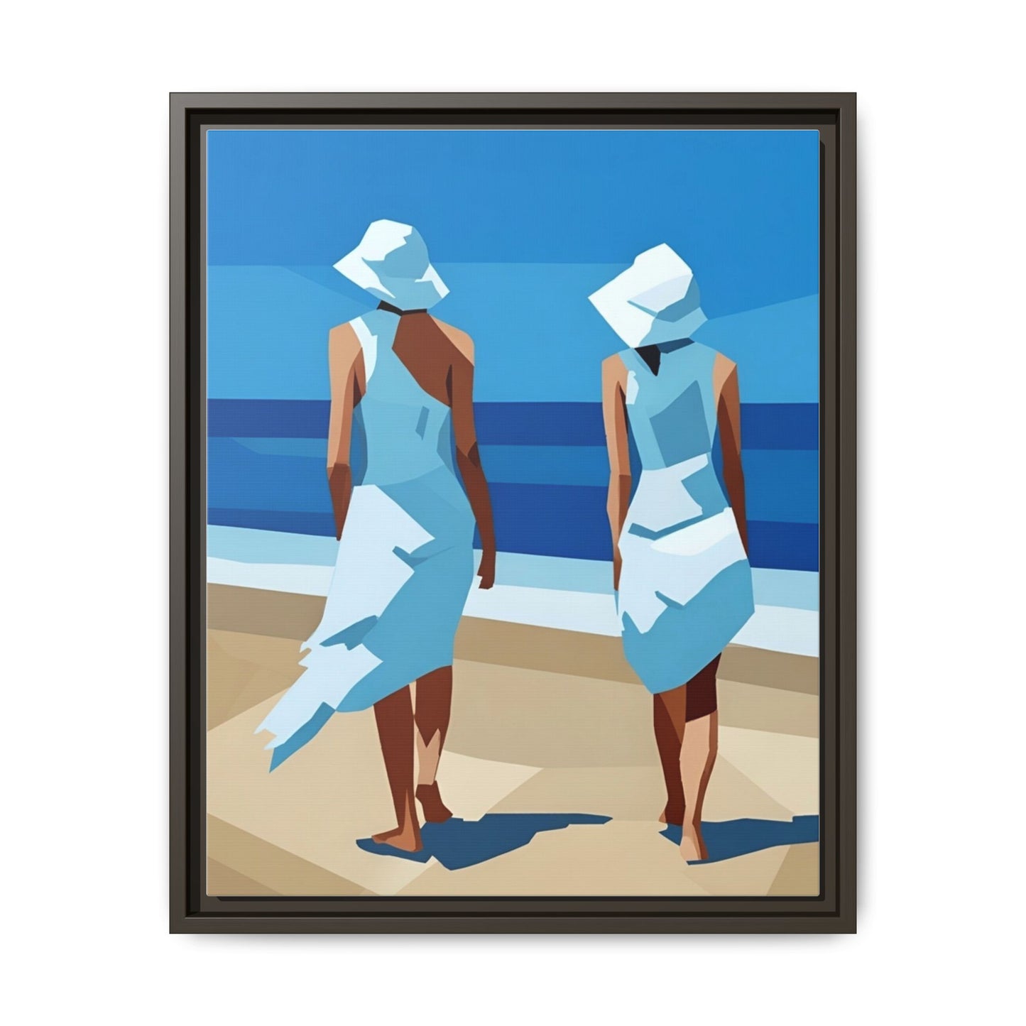 Seaside Stroll Matte Canvas Framed Print — Coastal Beach Art