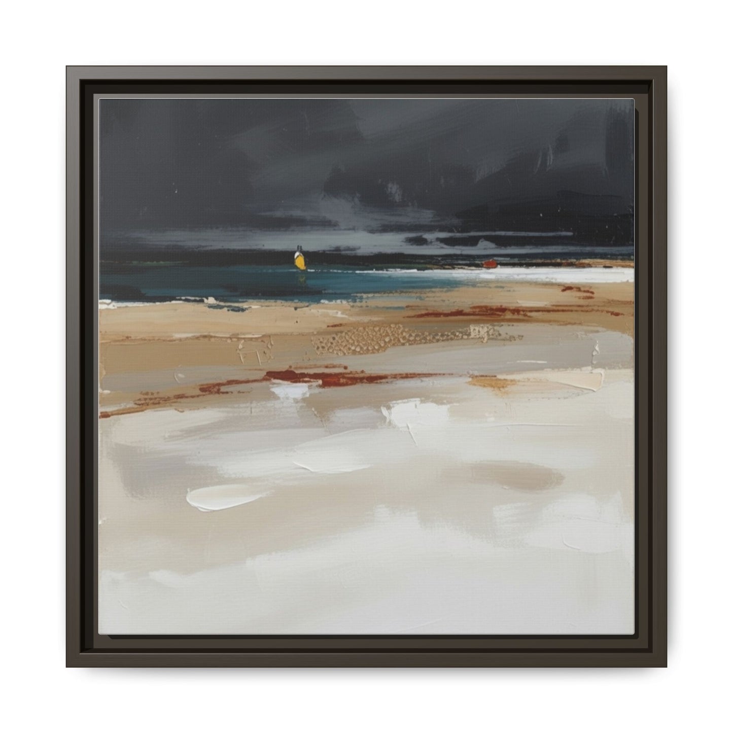 Framed Matte Canvas Beachscape Art Print — Coastal Abstract Wall Decor