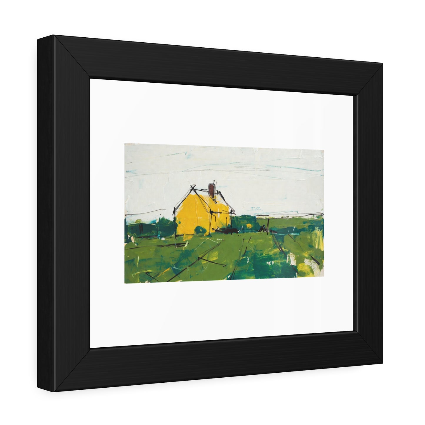 Framed Poster — Yellow Country House Landscape Art Print