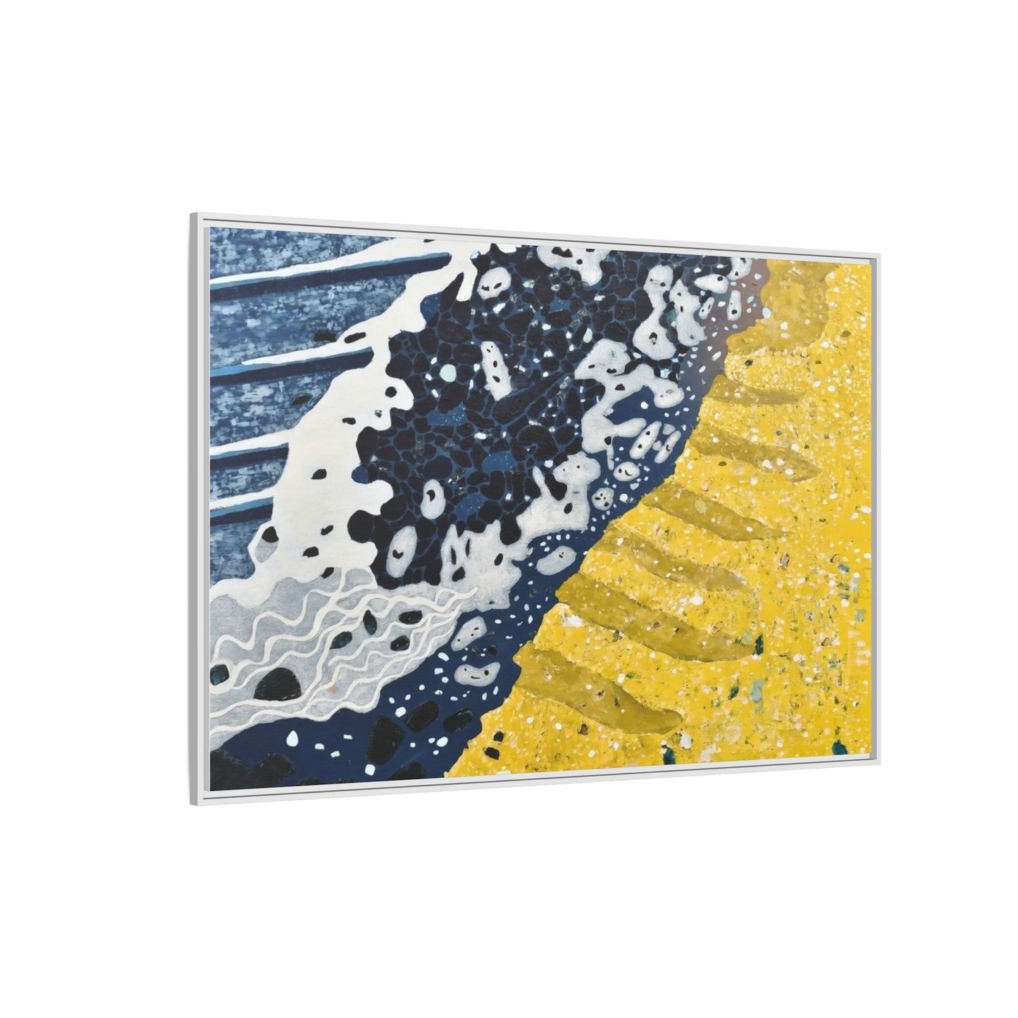 Framed Abstract Ocean & Sand Matte Canvas Print
