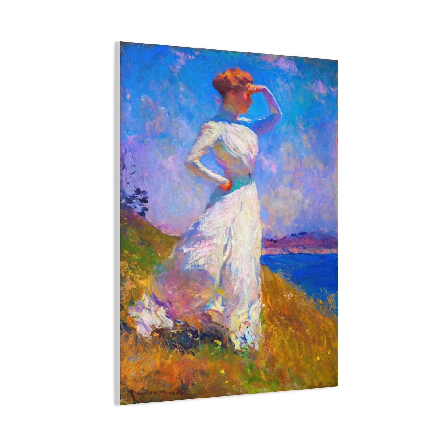 Impressionist Coastal Lady Matte Canvas Print — Stretched 1.25"