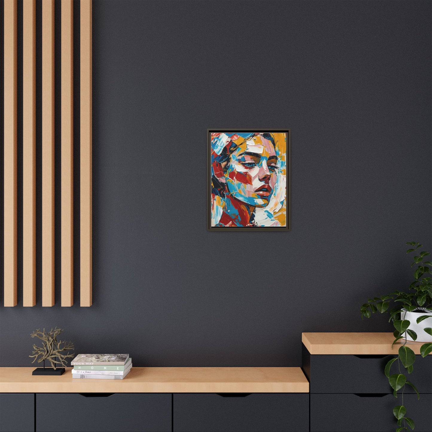 Colorful Abstract Portrait Framed Canvas Print