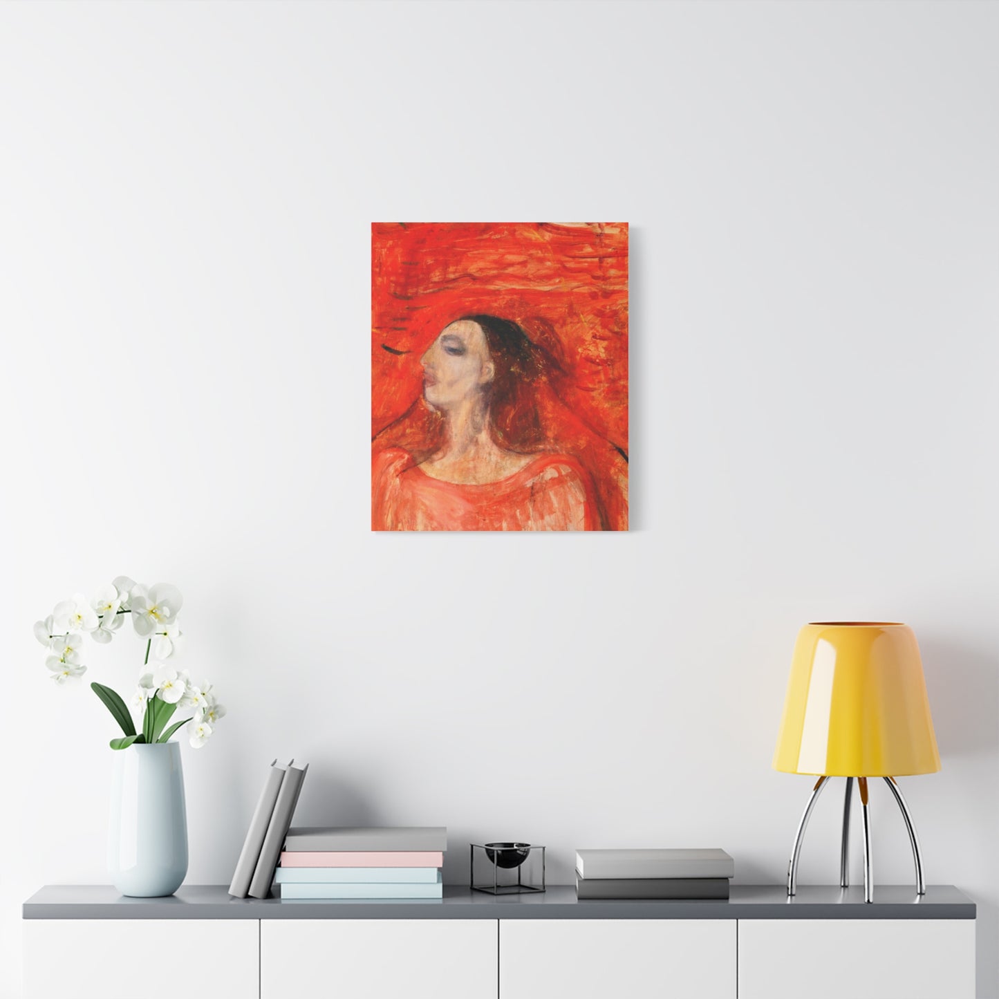 Woman's Head against a Red Background by Edvard Munch Matte Canvas Wall Art