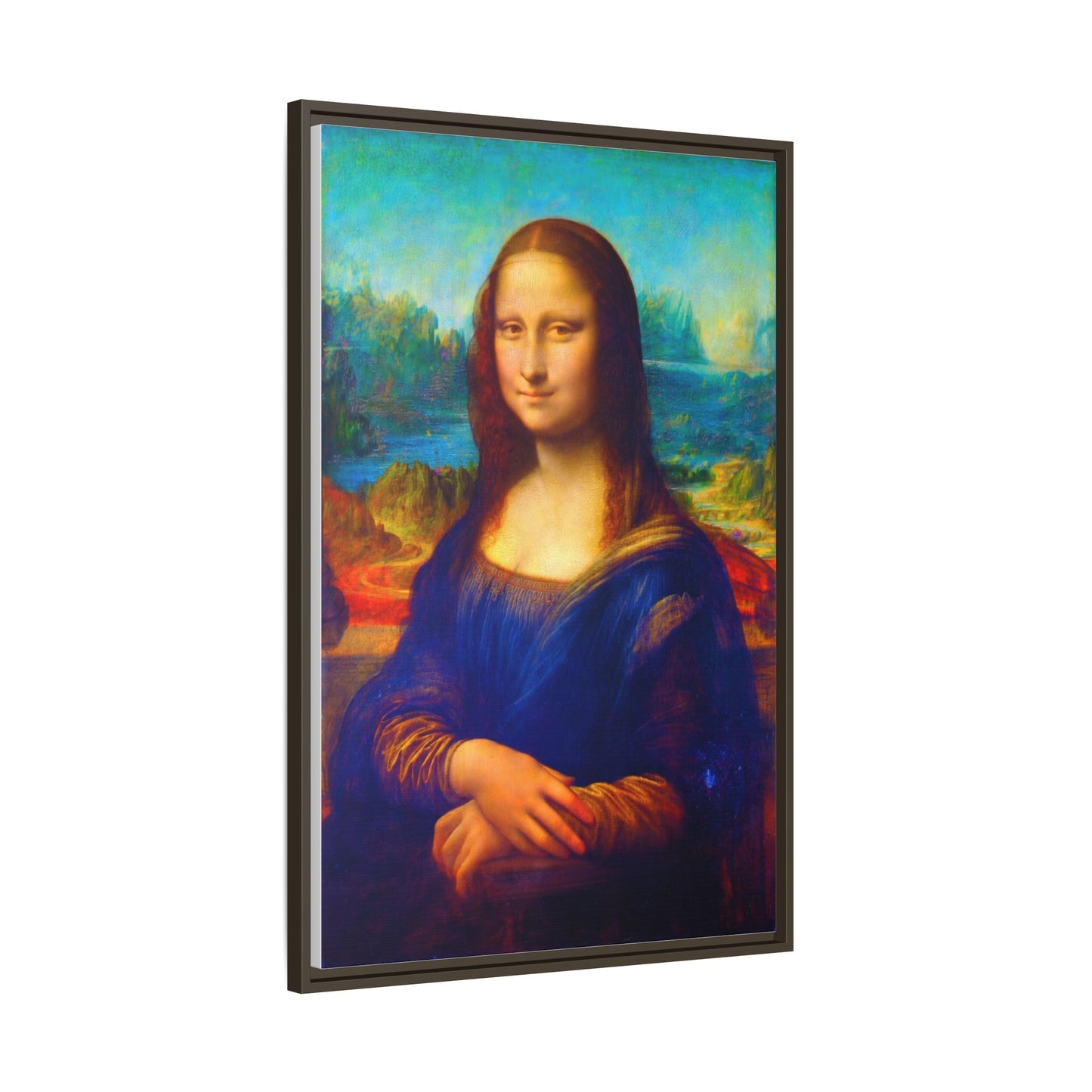 Framed Matte Canvas Print — Colorful Mona Lisa Wall Art