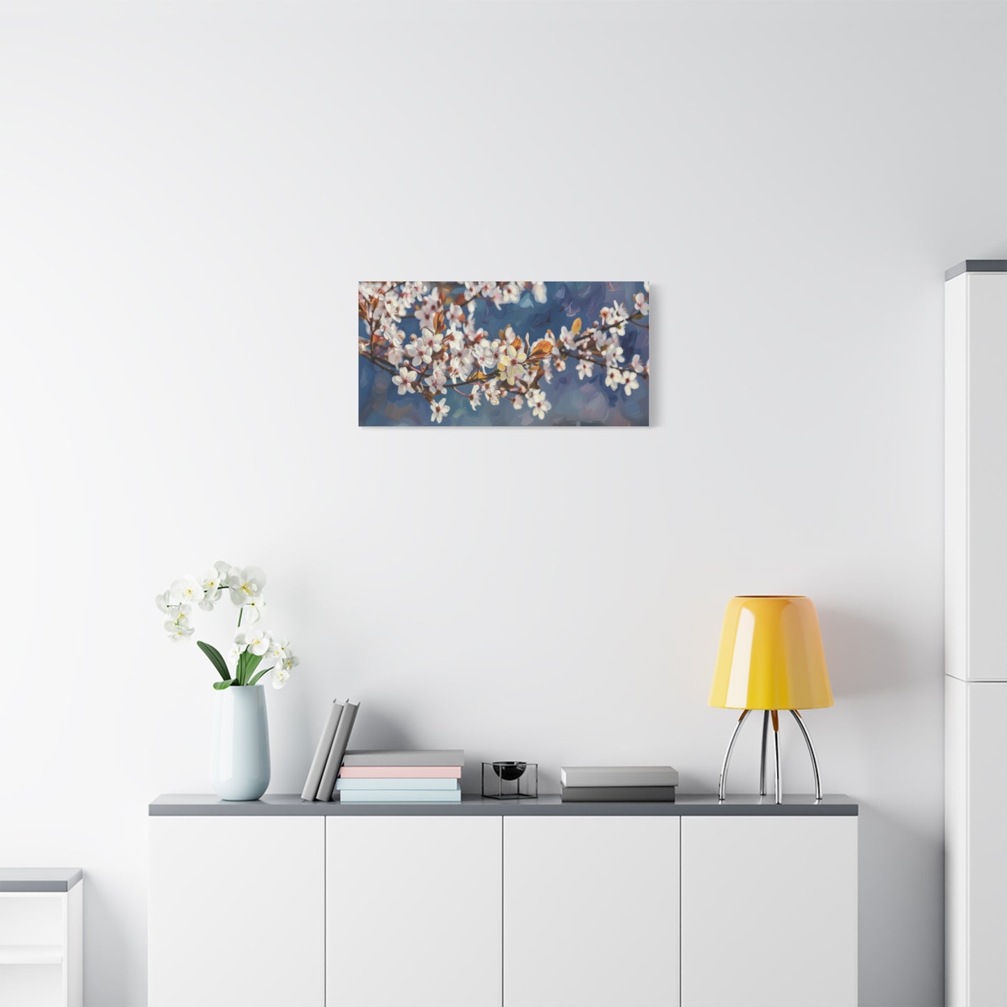 Cherry Blossom Branch Matte Canvas Wall Art — Spring Floral Print