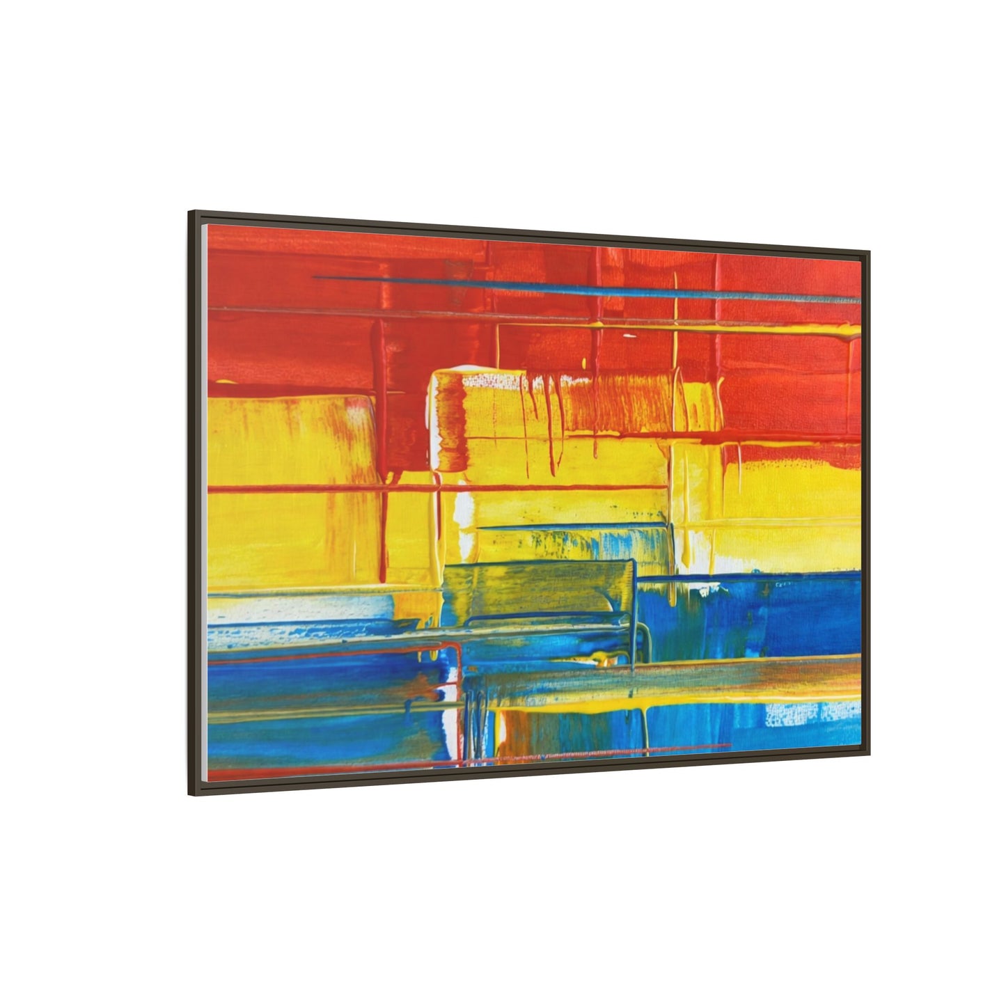 Abstract Multi-Color Framed Canvas Art — Modern Geometric Wall Decor
