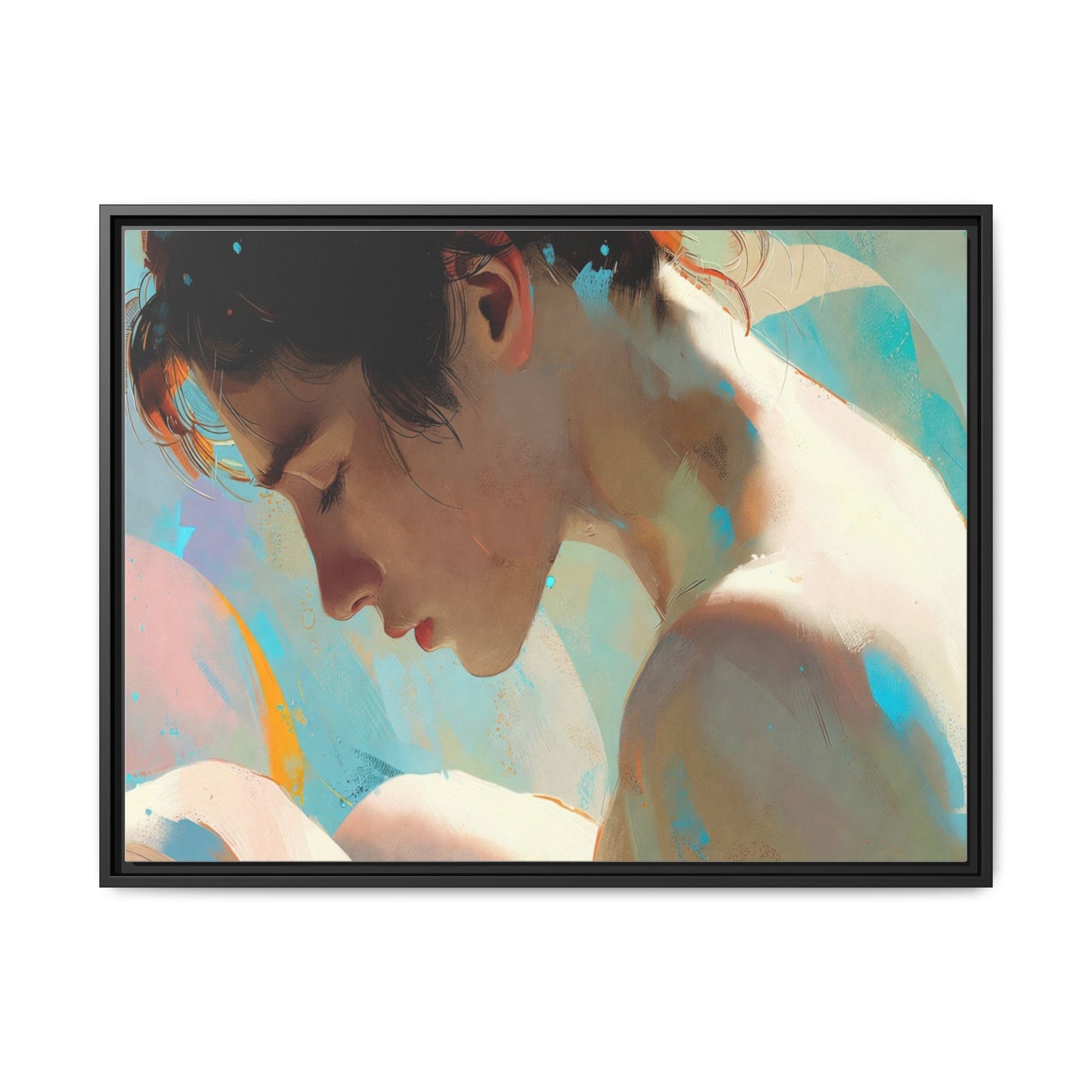 Framed Matte Canvas Print — Dreamy Portrait Art (Multi‑Color)