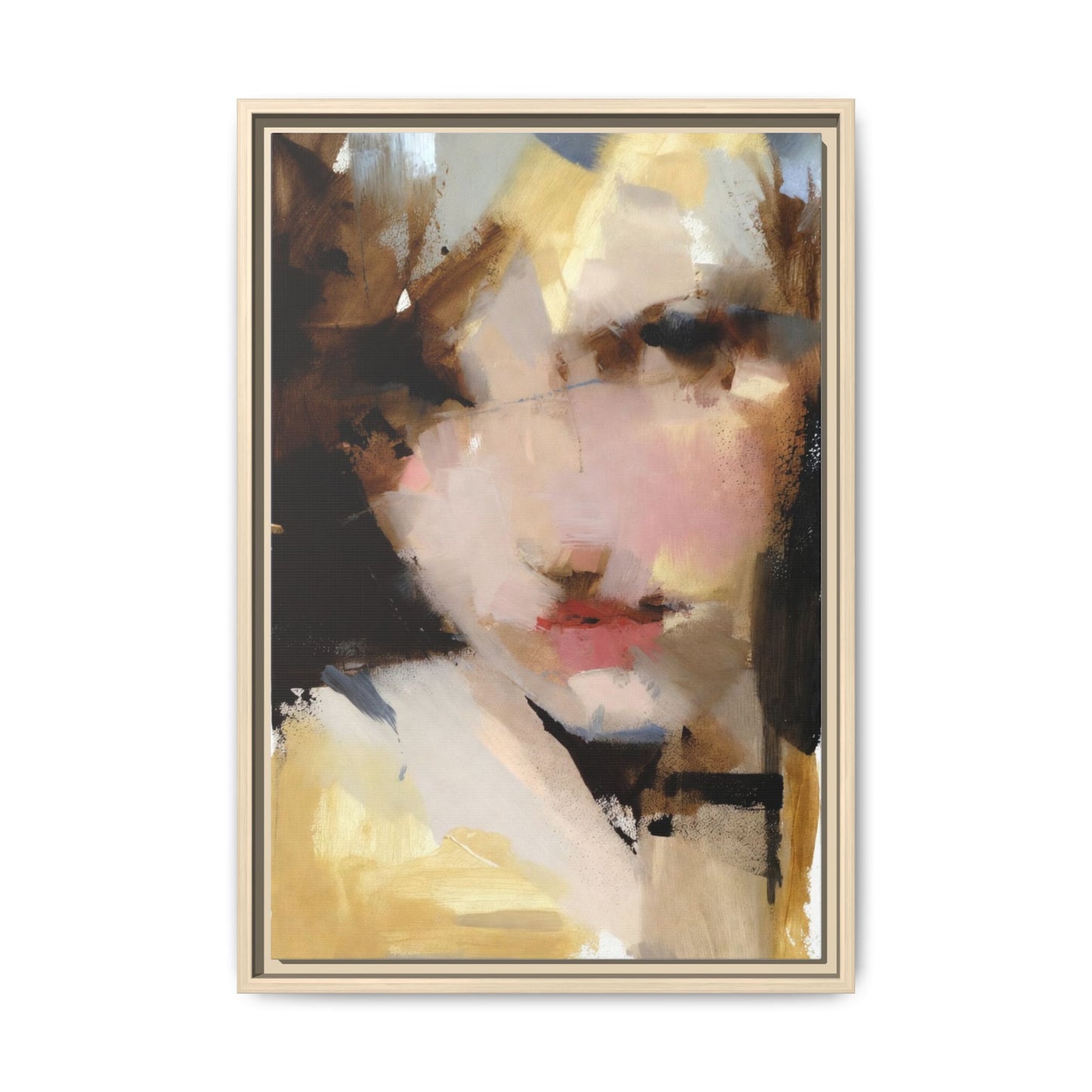 Abstract Portrait Matte Canvas Framed Print — Modern Feminine Wall Art