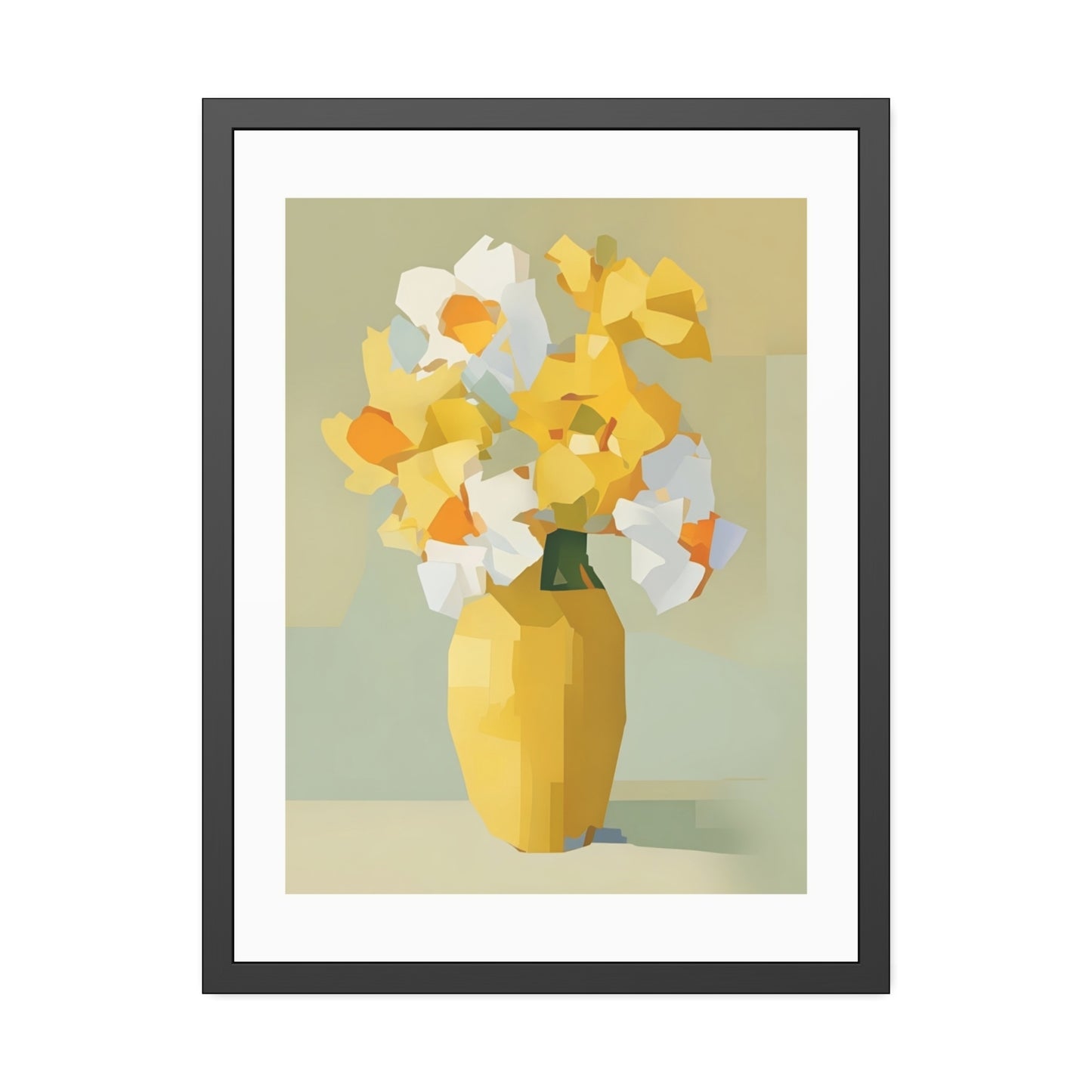 Framed Poster — Yellow Floral Vase Wall Art (Modern Abstract Bouquet)