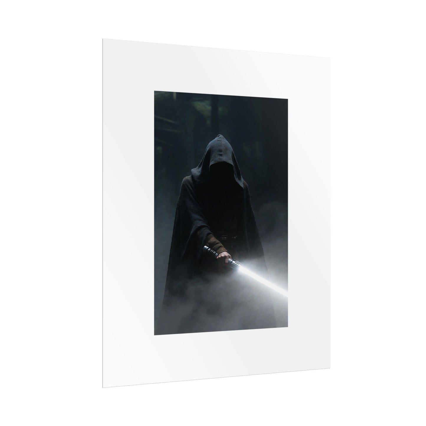 Dark Hooded Warrior Lightsaber Poster — Rolled Sci‑Fi Wall Art
