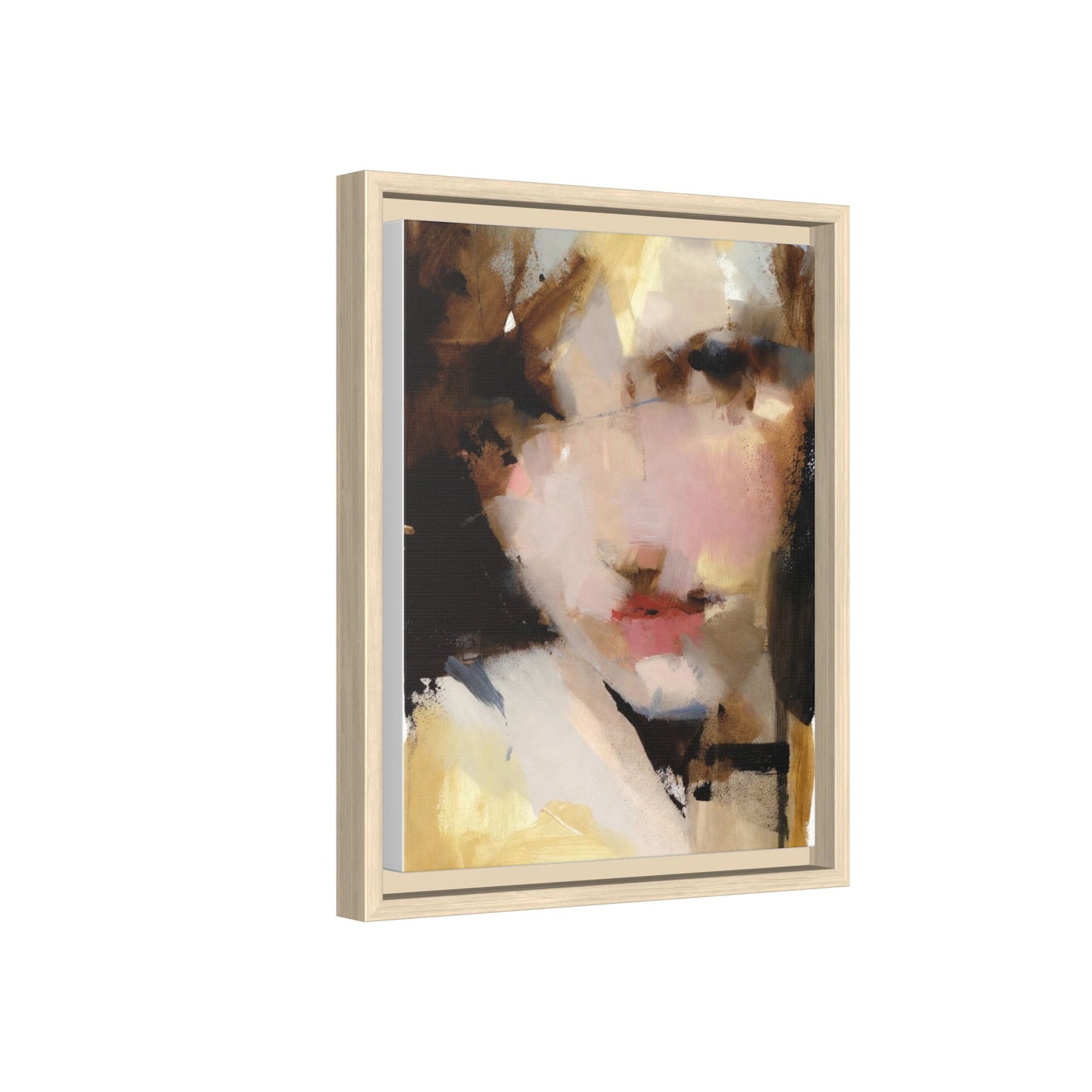 Abstract Portrait Matte Canvas Framed Print — Modern Feminine Wall Art