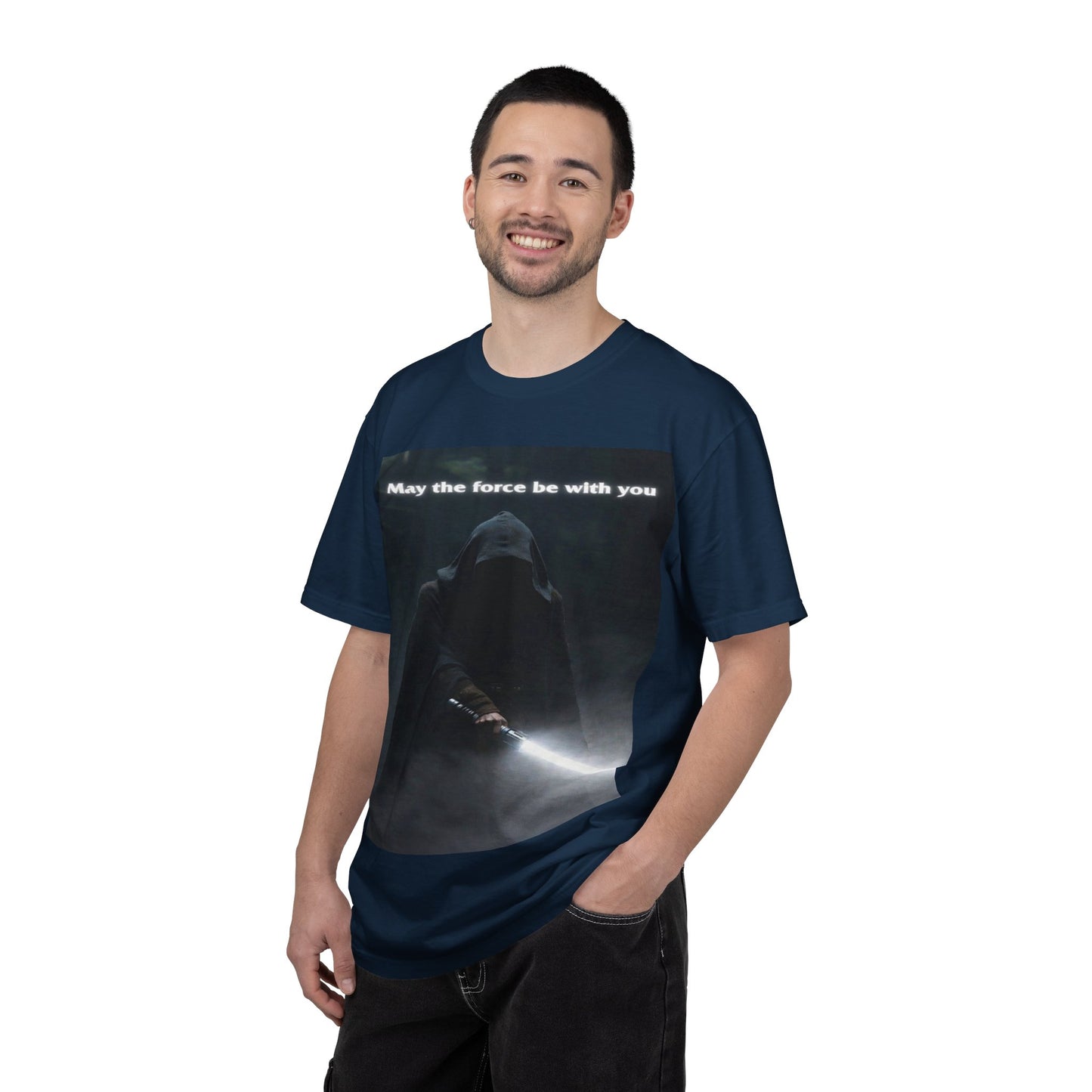 May the Force Be With You T-Shirt — Dark Hooded Lightsaber Graphic Tee