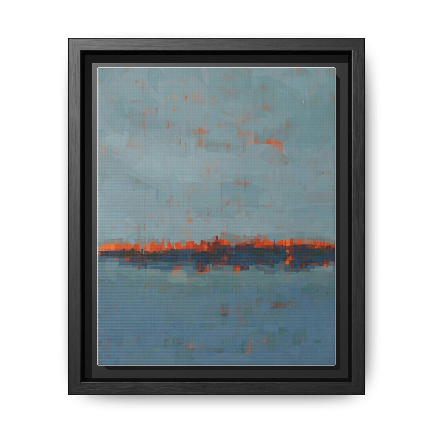 Framed Canvas Art — Teal & Orange Abstract Seascape