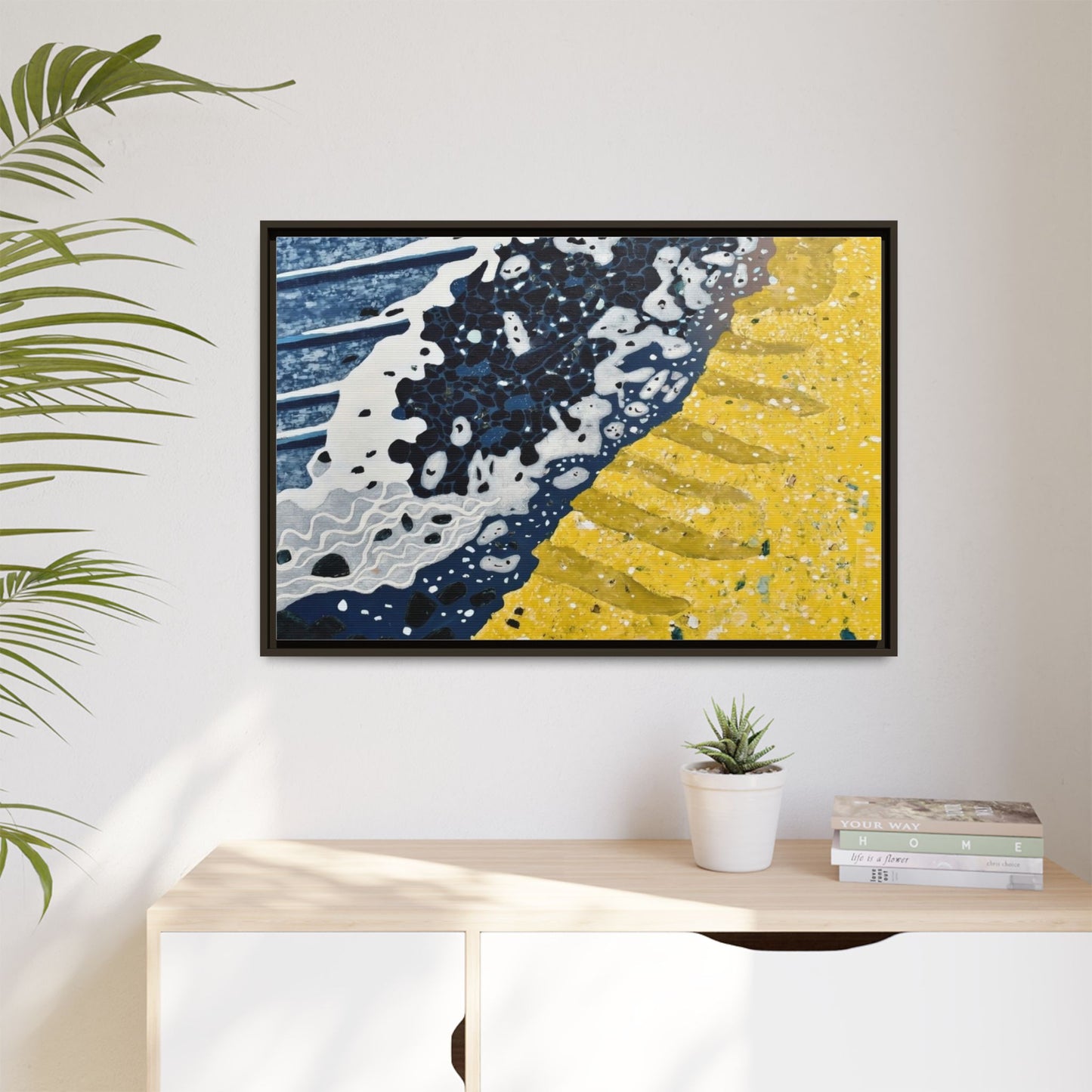 Framed Abstract Ocean & Sand Matte Canvas Print