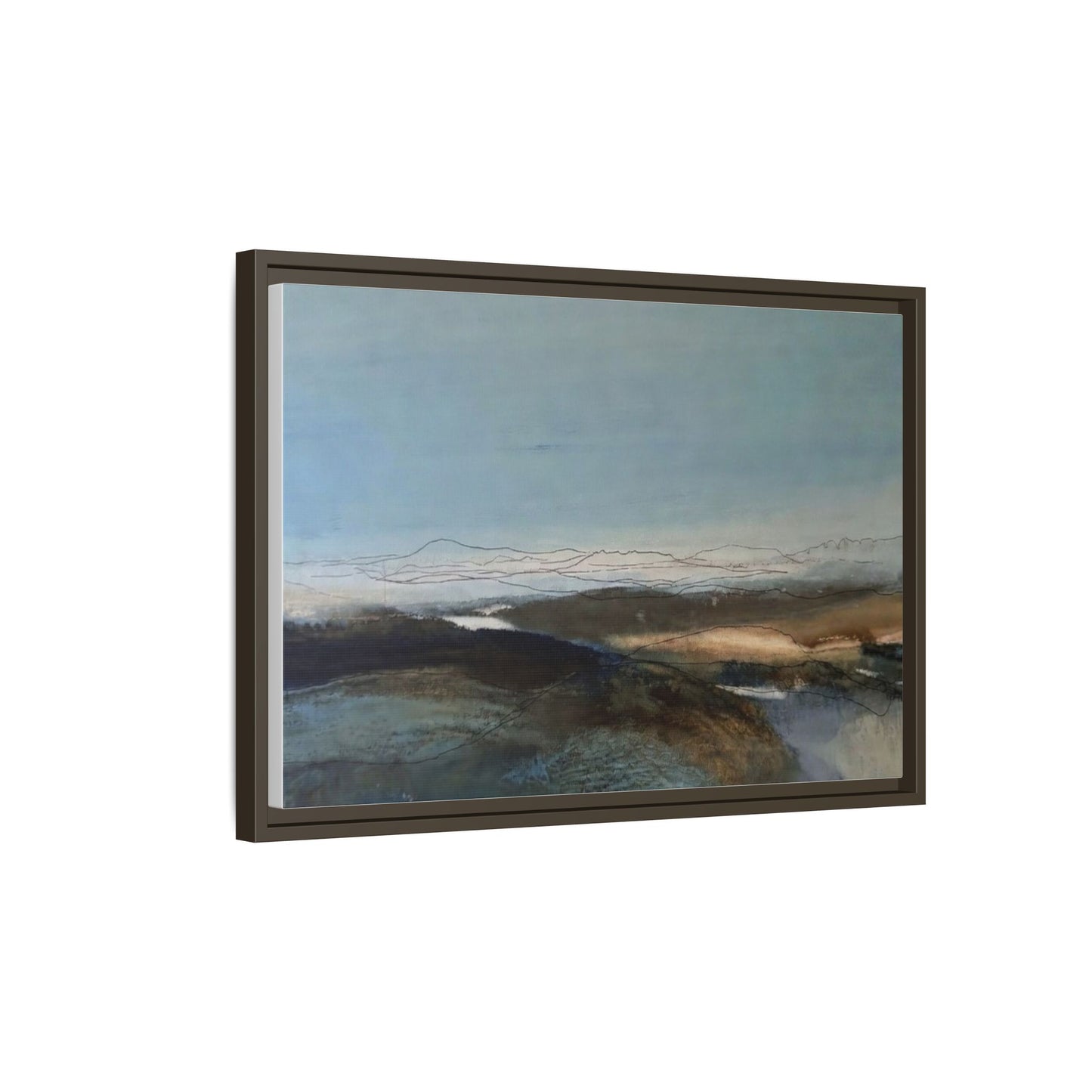 Framed Matte Canvas Wall Art — Serene Abstract Blue Landscape