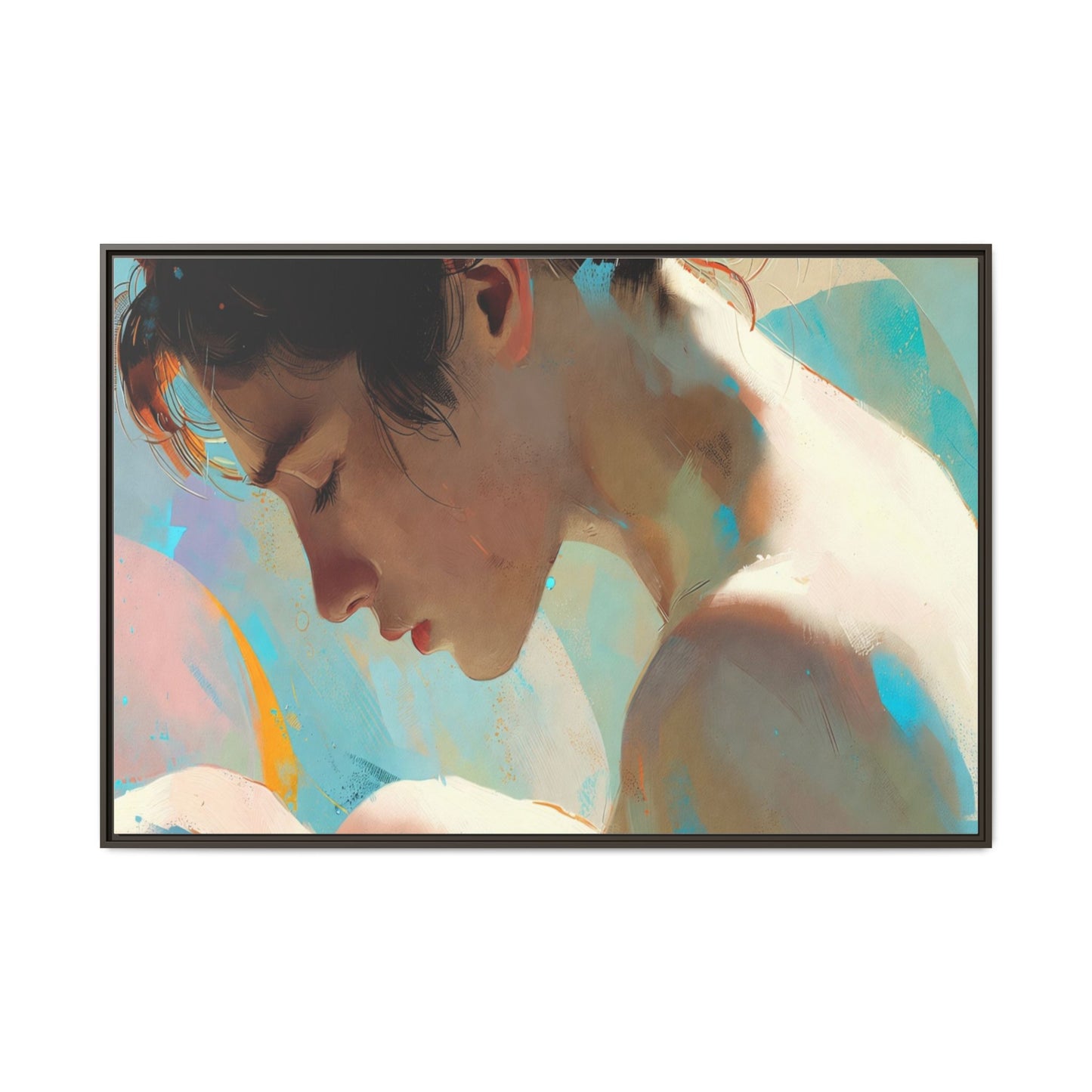 Framed Matte Canvas Print — Dreamy Portrait Art (Multi‑Color)