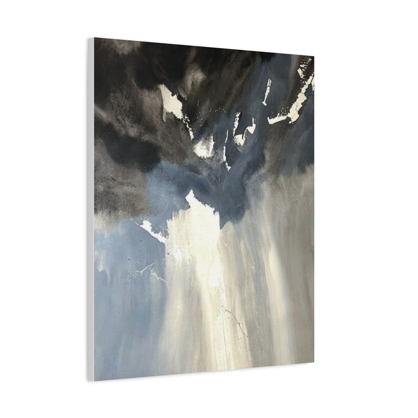 Abstract Storm Canvas Print — Dramatic Blue & Gray Matte Wall Art