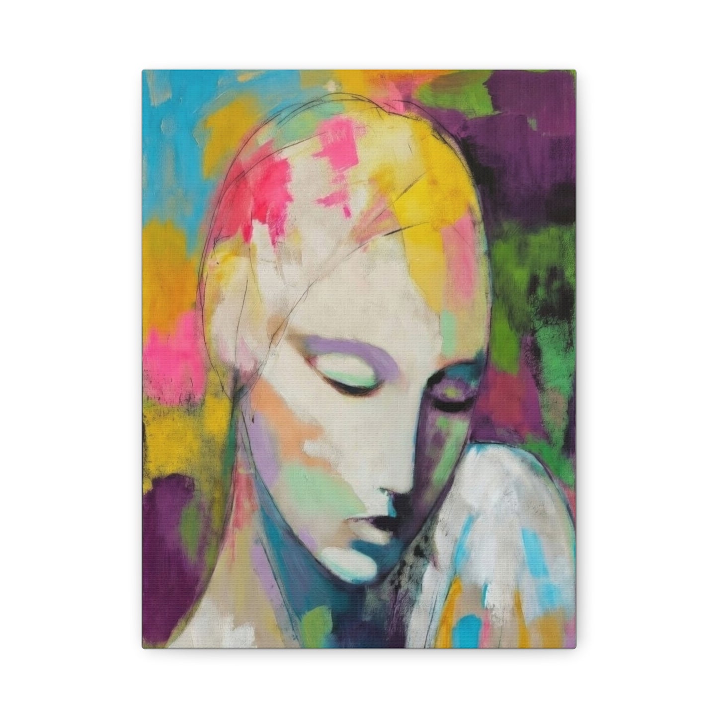Abstract Angel Portrait Canvas - Colorful Modern Wall Art