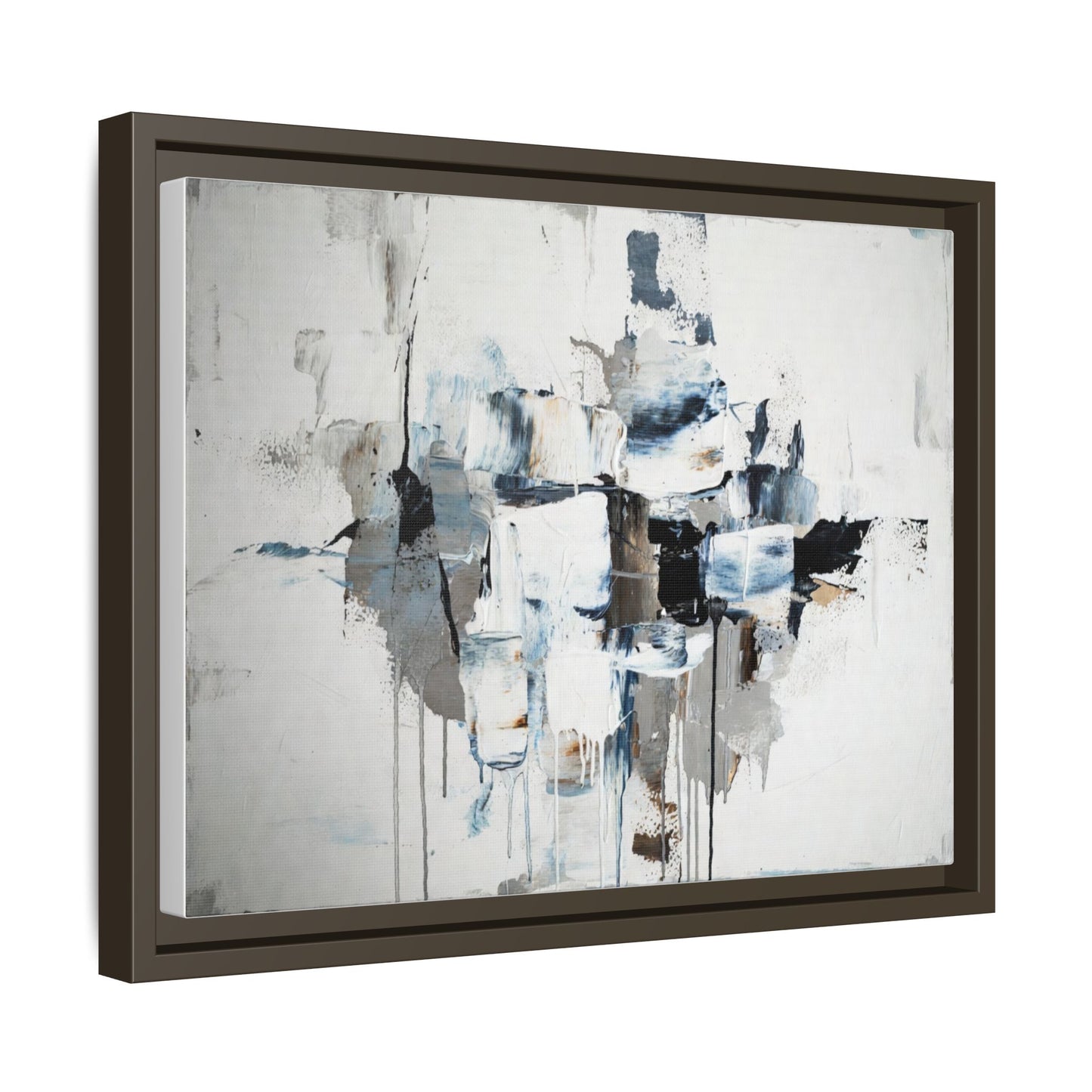Framed Abstract Canvas Art — Blue Neutral Modern Wall Print