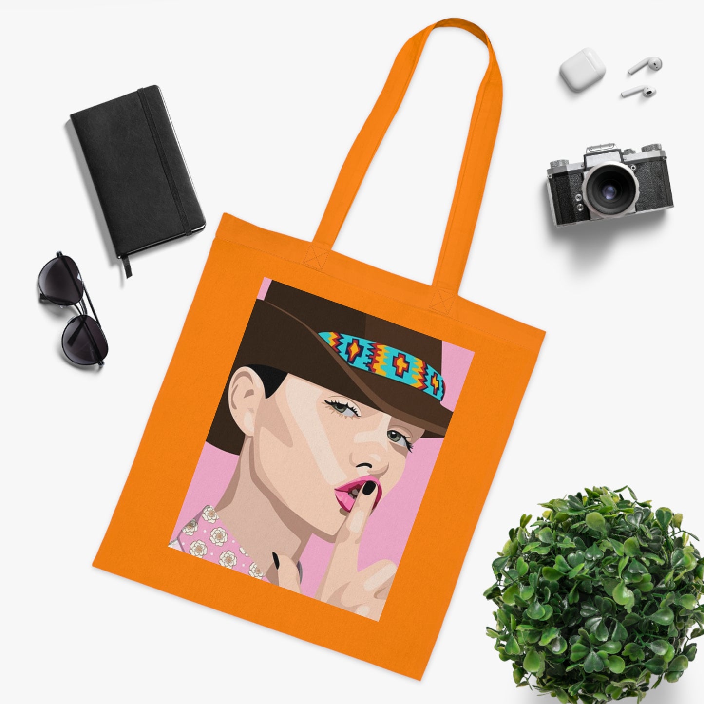 Pop Art Woman Tote Bag — Stylish Retro Portrait Cotton Shopper