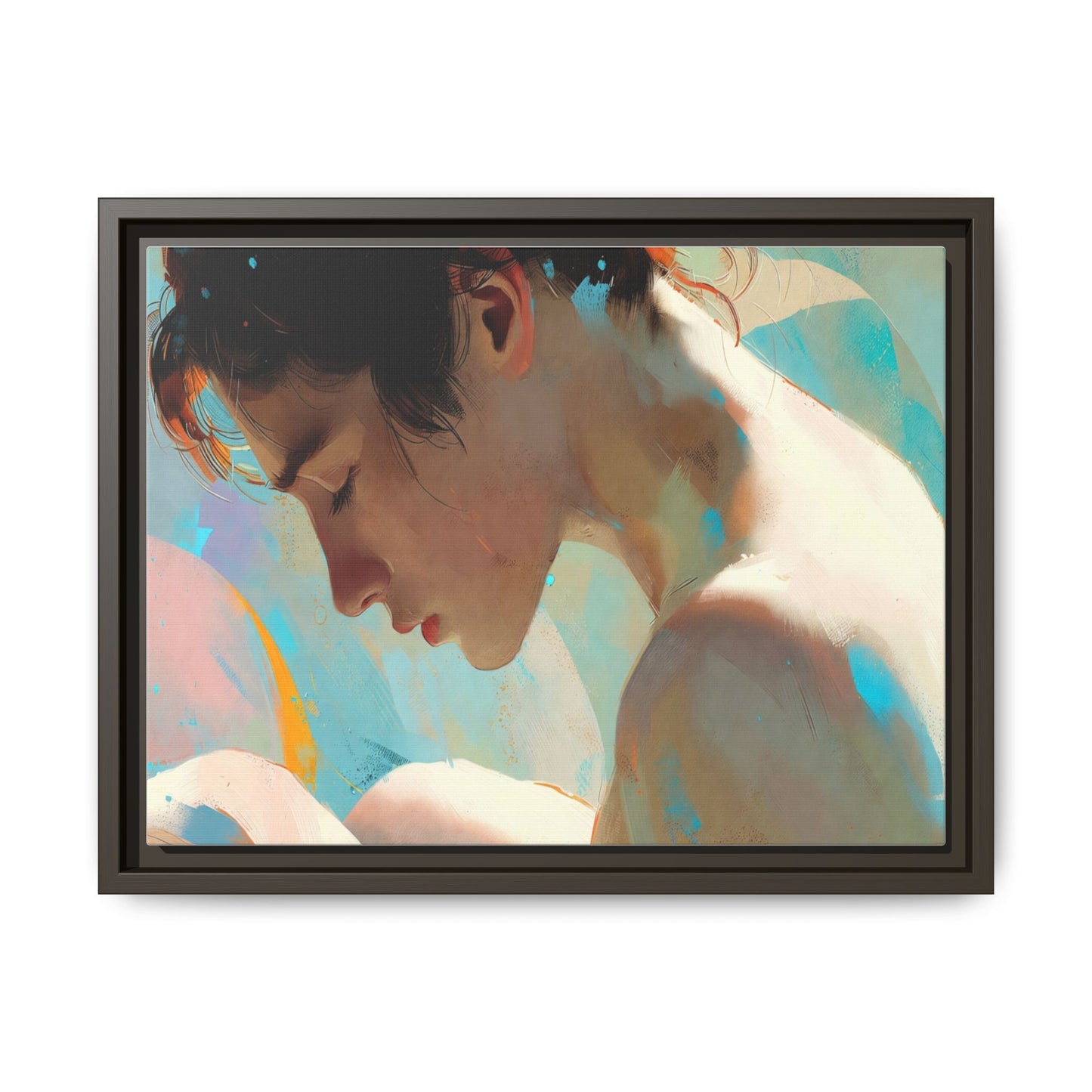 Framed Matte Canvas Print — Dreamy Portrait Art (Multi‑Color)