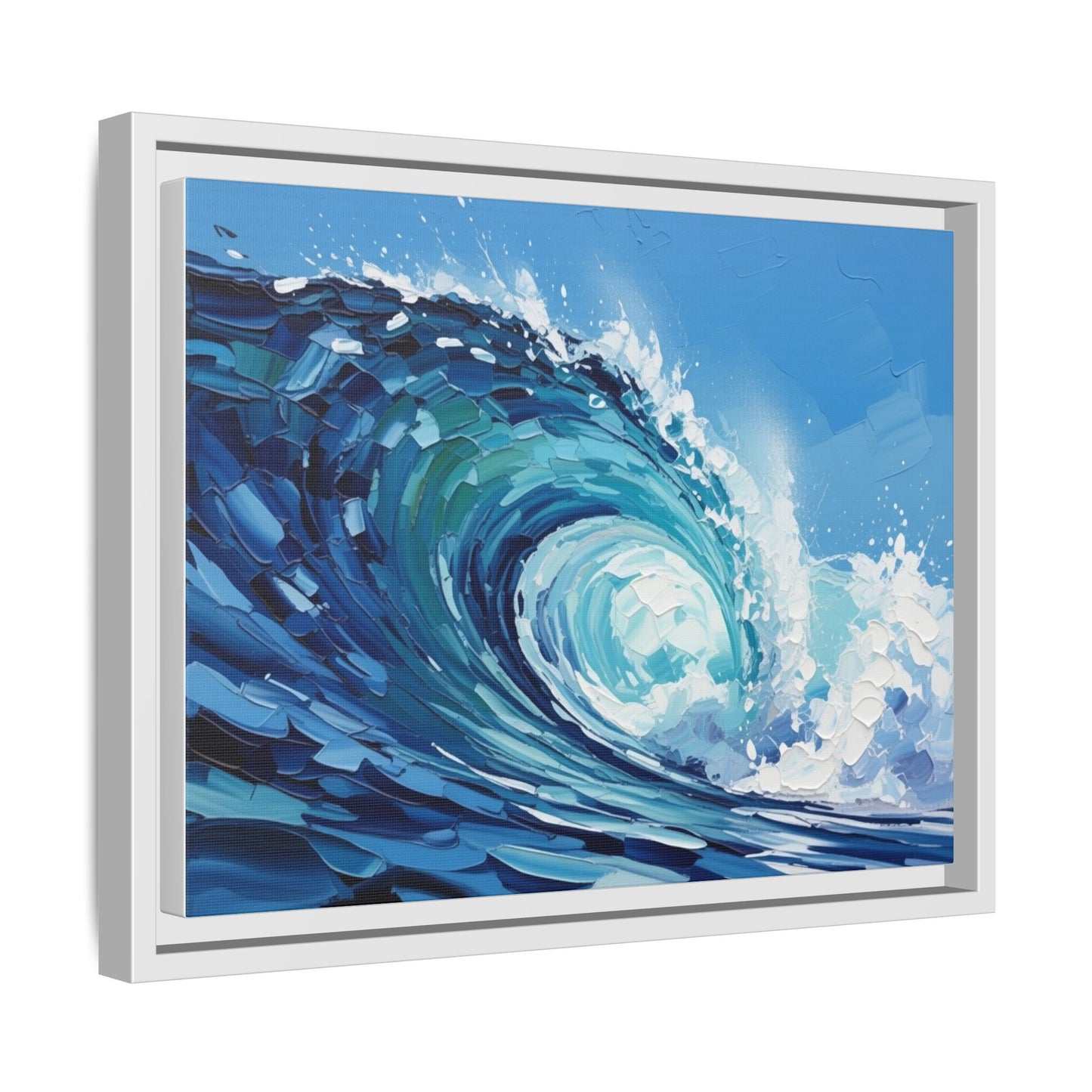 Framed Matte Canvas Wave Art — Blue Ocean Surf Wall Decor